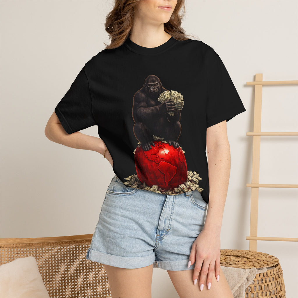 Gorilla on Money Graphic T-Shirt — Red Globe Cash Design