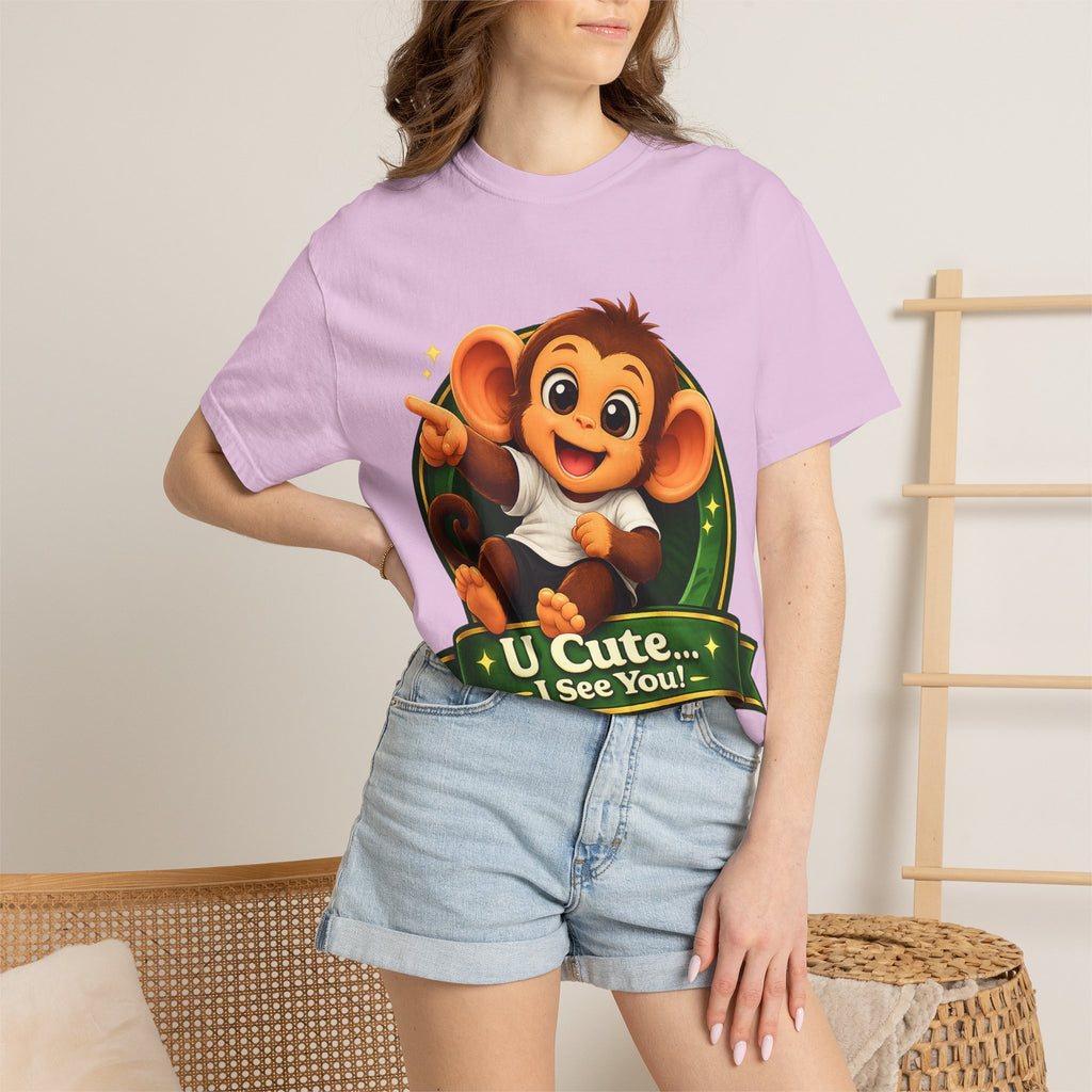 Cute Monkey T-Shirt — "U Cute... I See You!" Graphic Tee