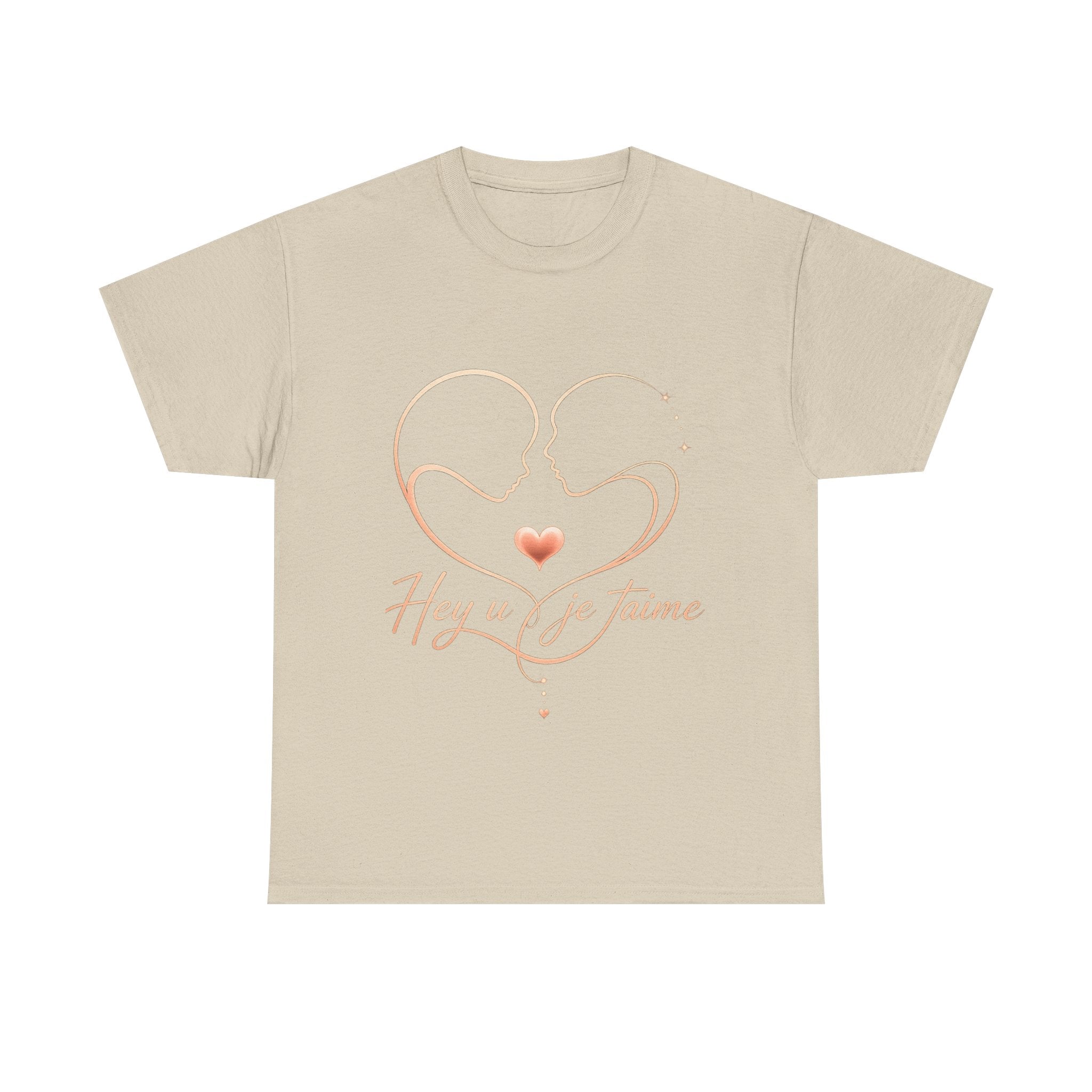 Romantic Heartline Tee — “Hey u je t'aime” French Love Graphic T-Shirt