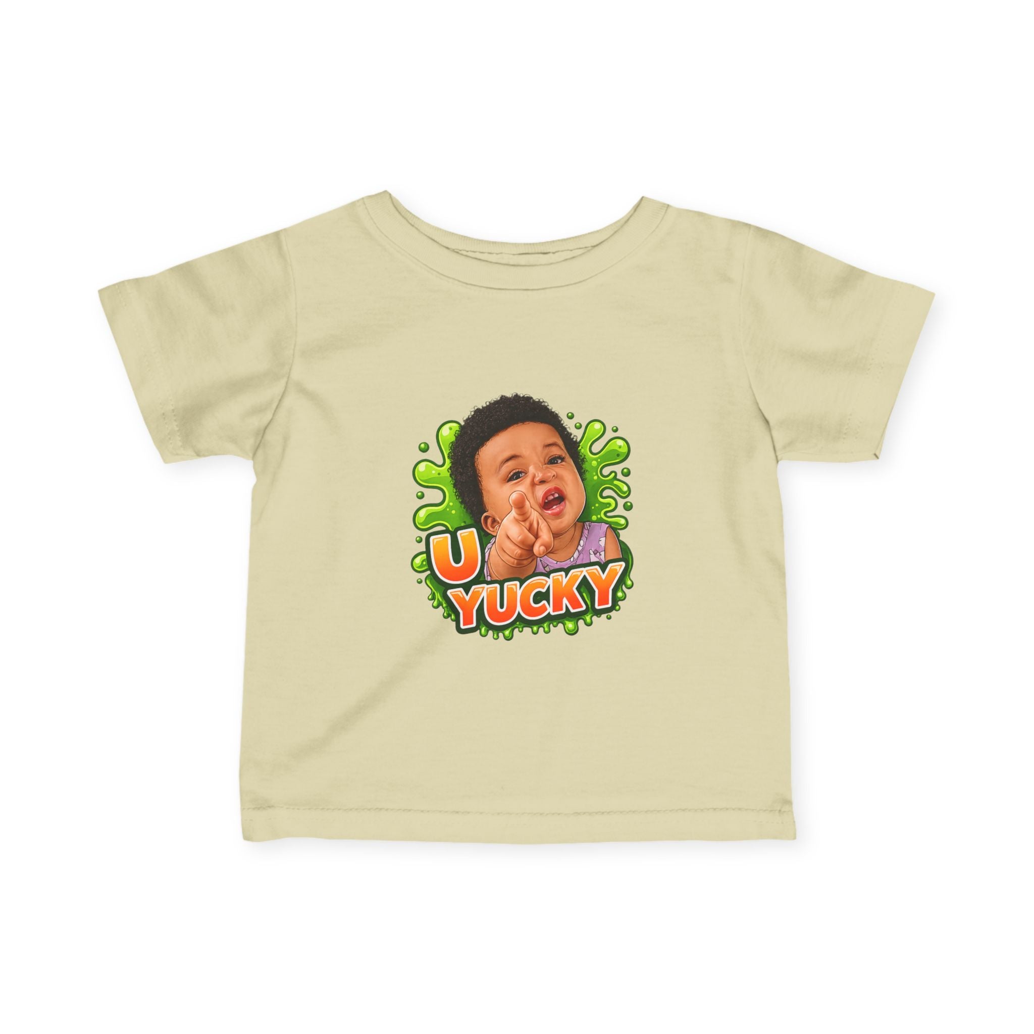 Infant Tee — "Yucky" Baby Graphic Shirt with Green Slime Design