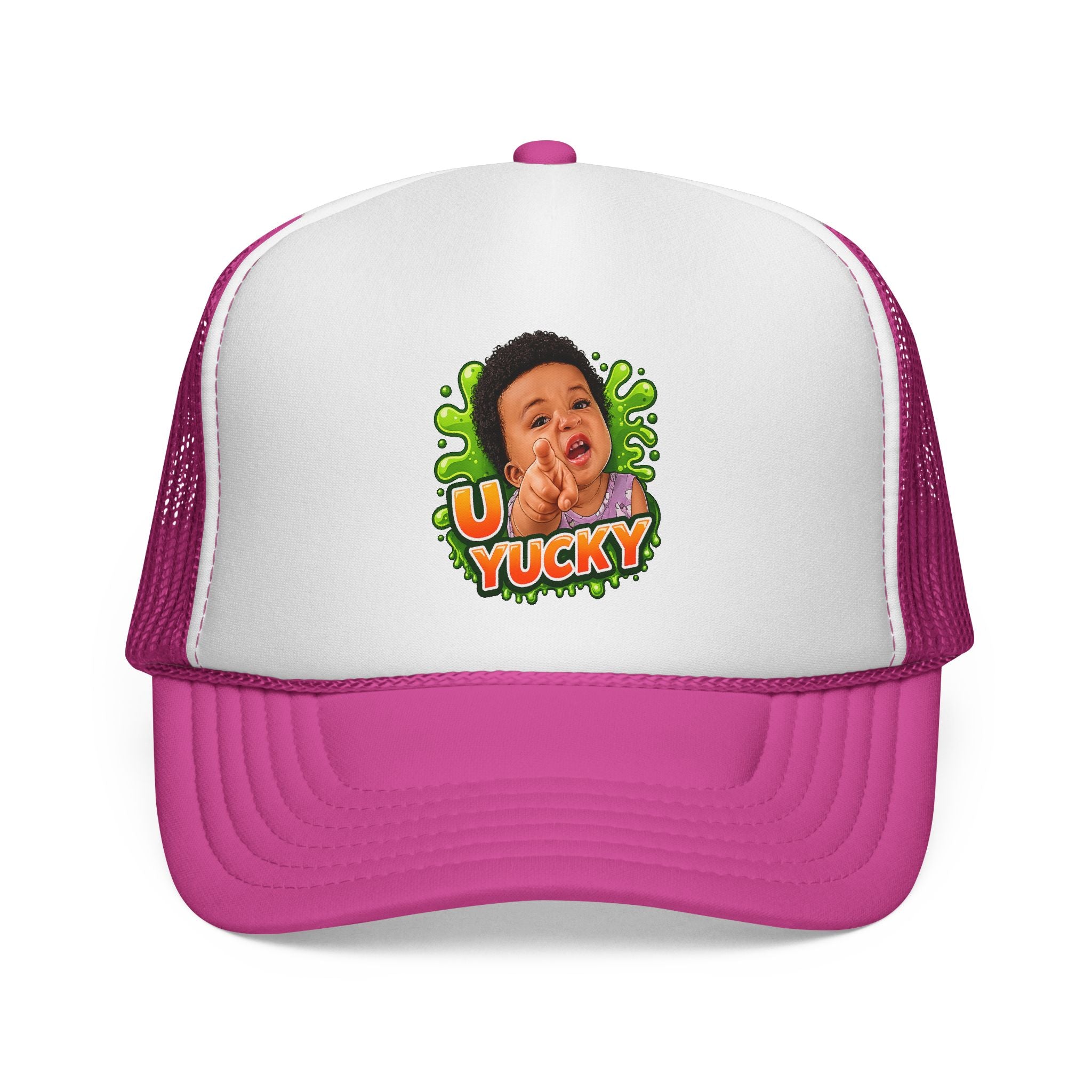 U Yucky Baby Trucker Cap — Funny Retro Slime Graphic Mesh Hat