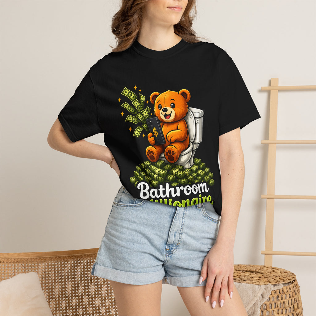 Bathroom Millionaire T-Shirt — Cute Bear on Toilet Graphic Tee