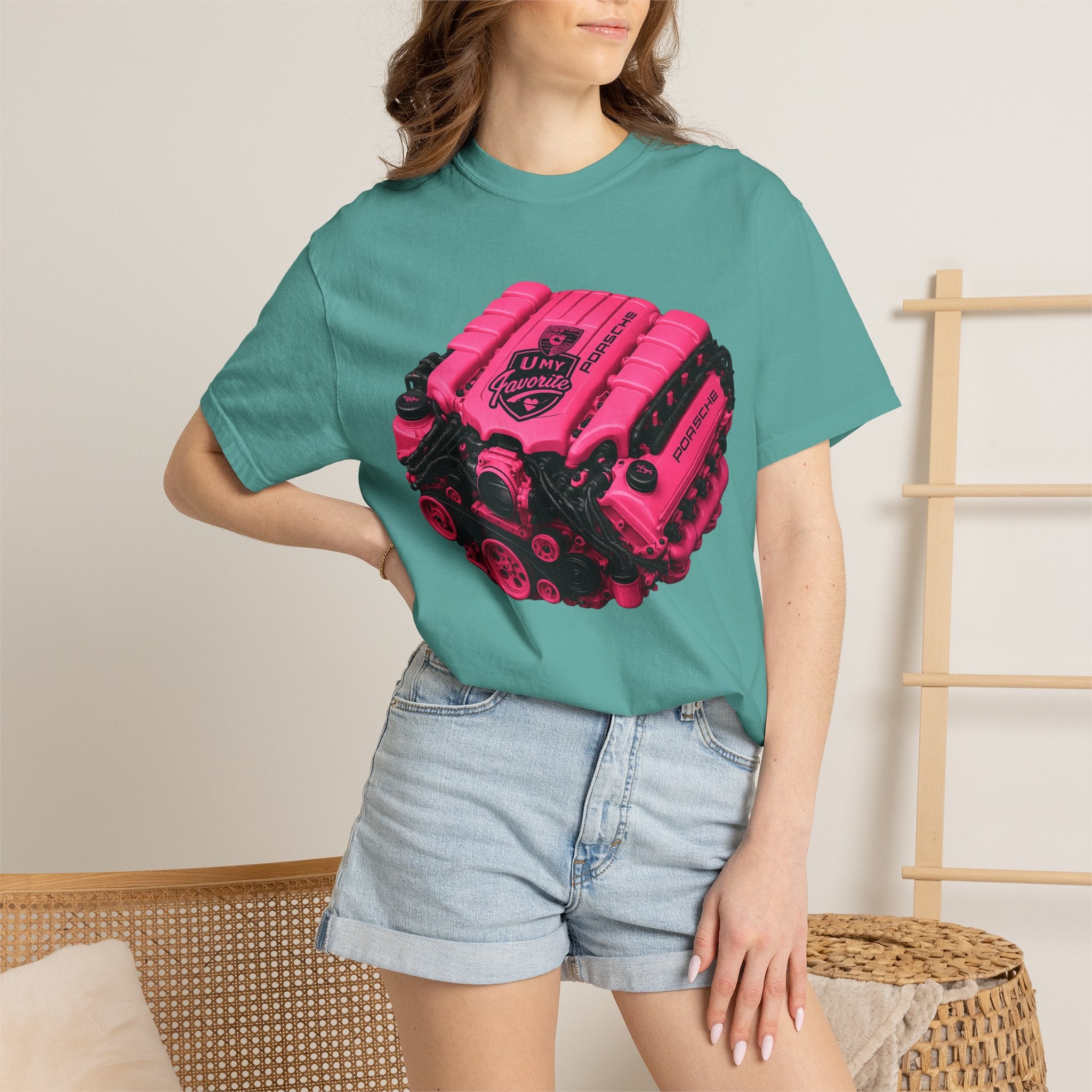 Retro Pink V8 Engine T-Shirt