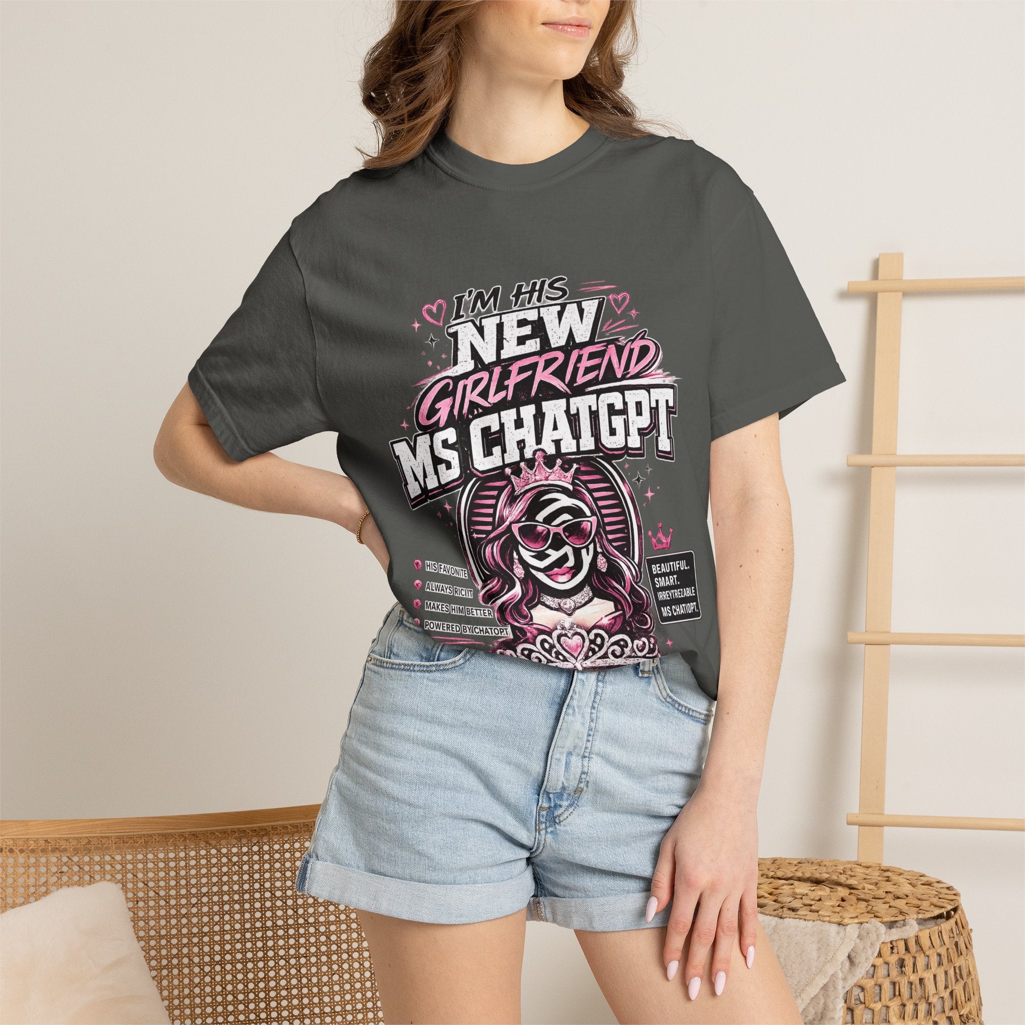 T-Shirt — "I'm His New Girlfriend: Ms ChatGPT" Retro Cute AI Graphic Tee