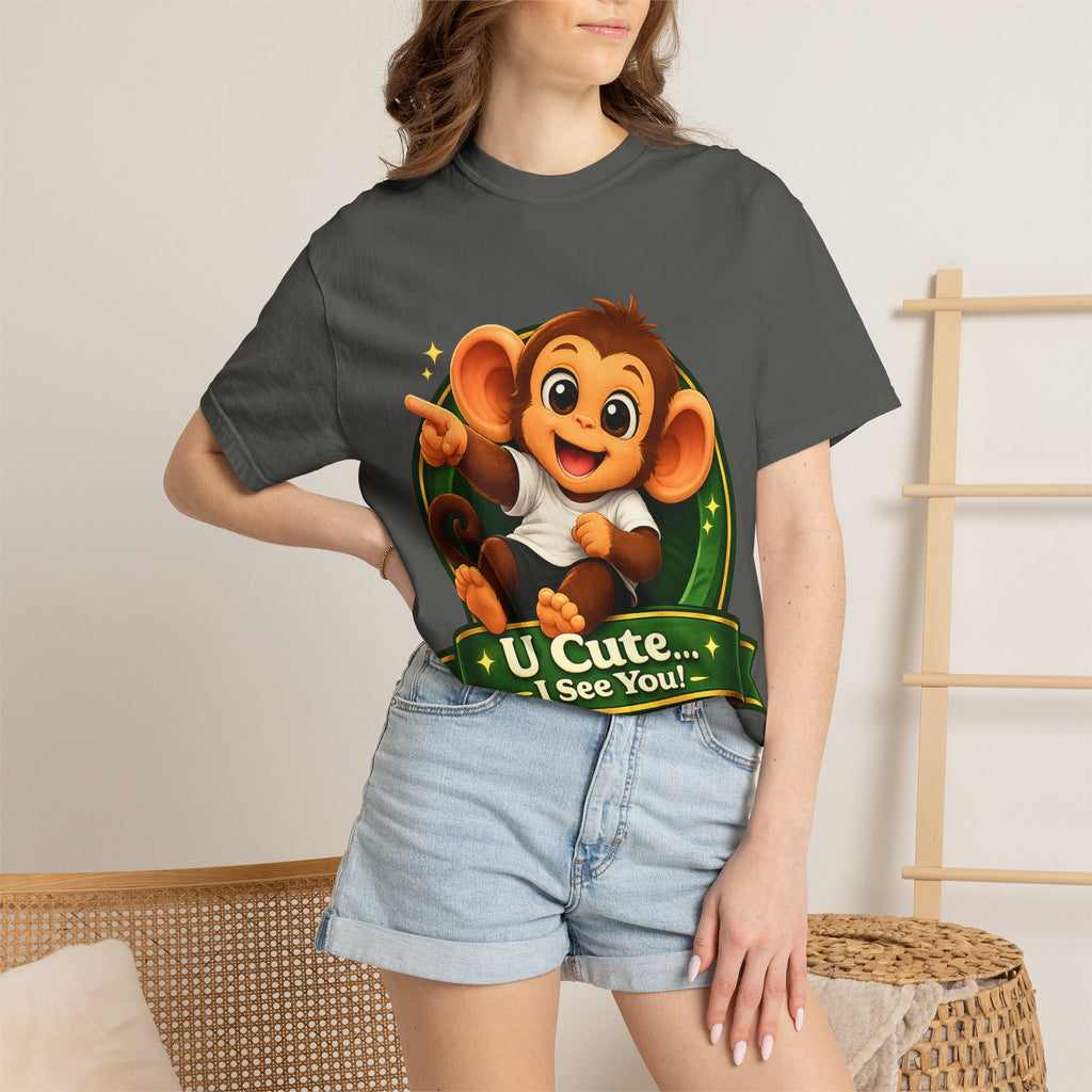 Cute Monkey T-Shirt — "U Cute... I See You!" Graphic Tee