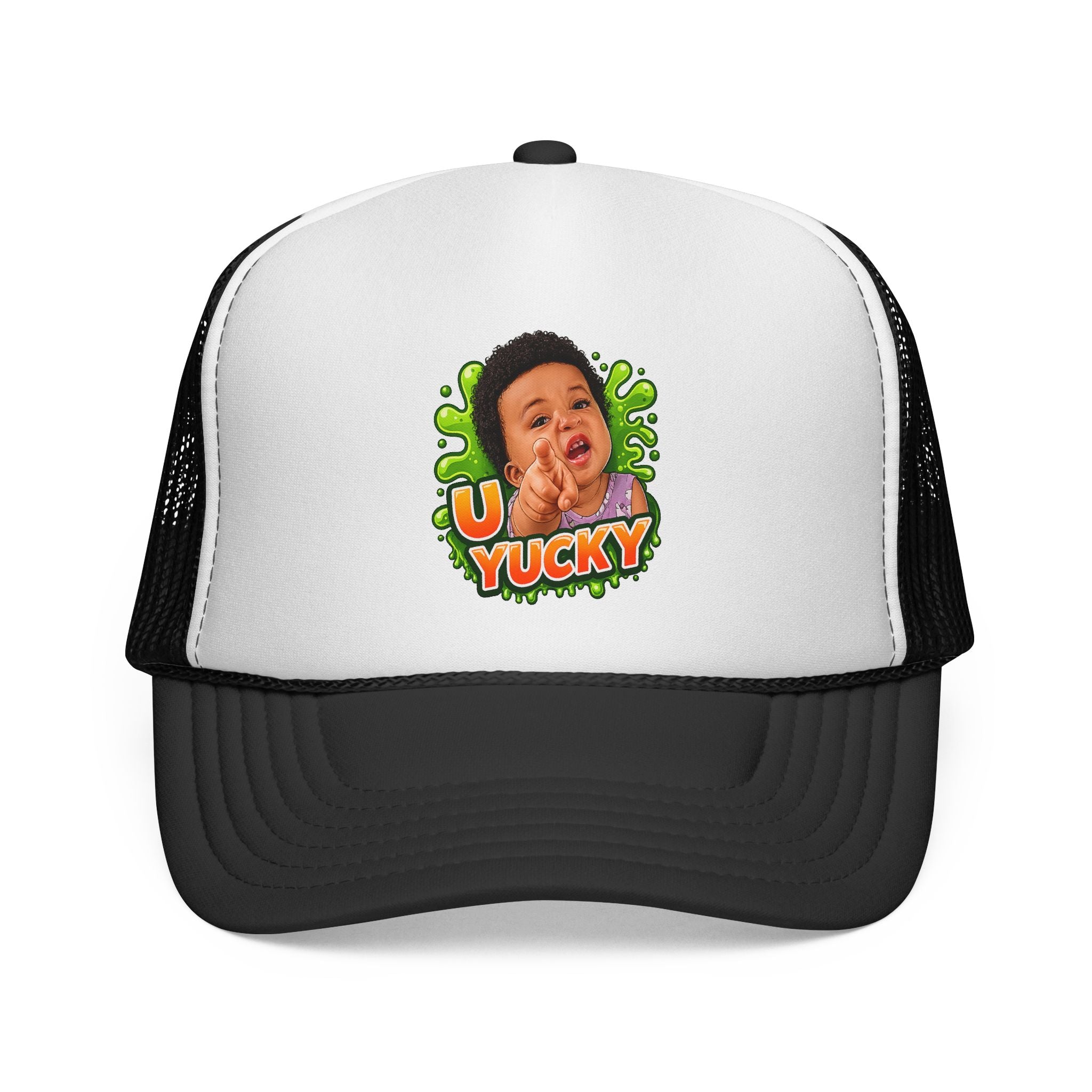 U Yucky Baby Trucker Cap — Funny Retro Slime Graphic Mesh Hat