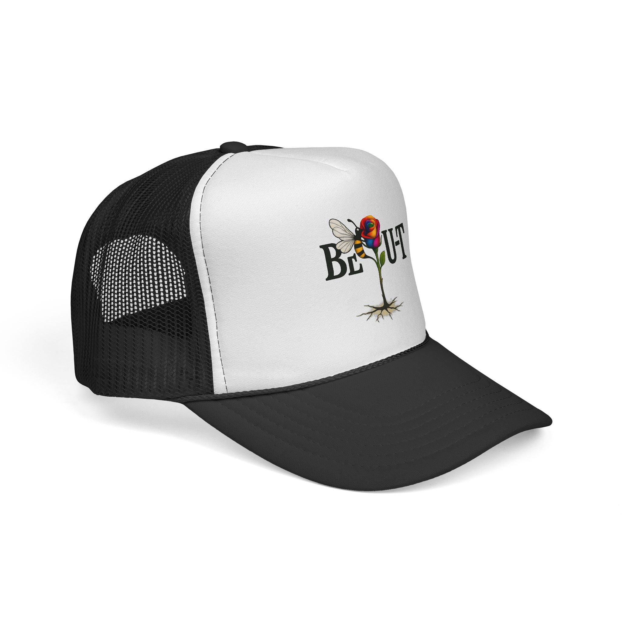 Trucker Hat — 'Be Out' Butterfly Rose Graphic Cap