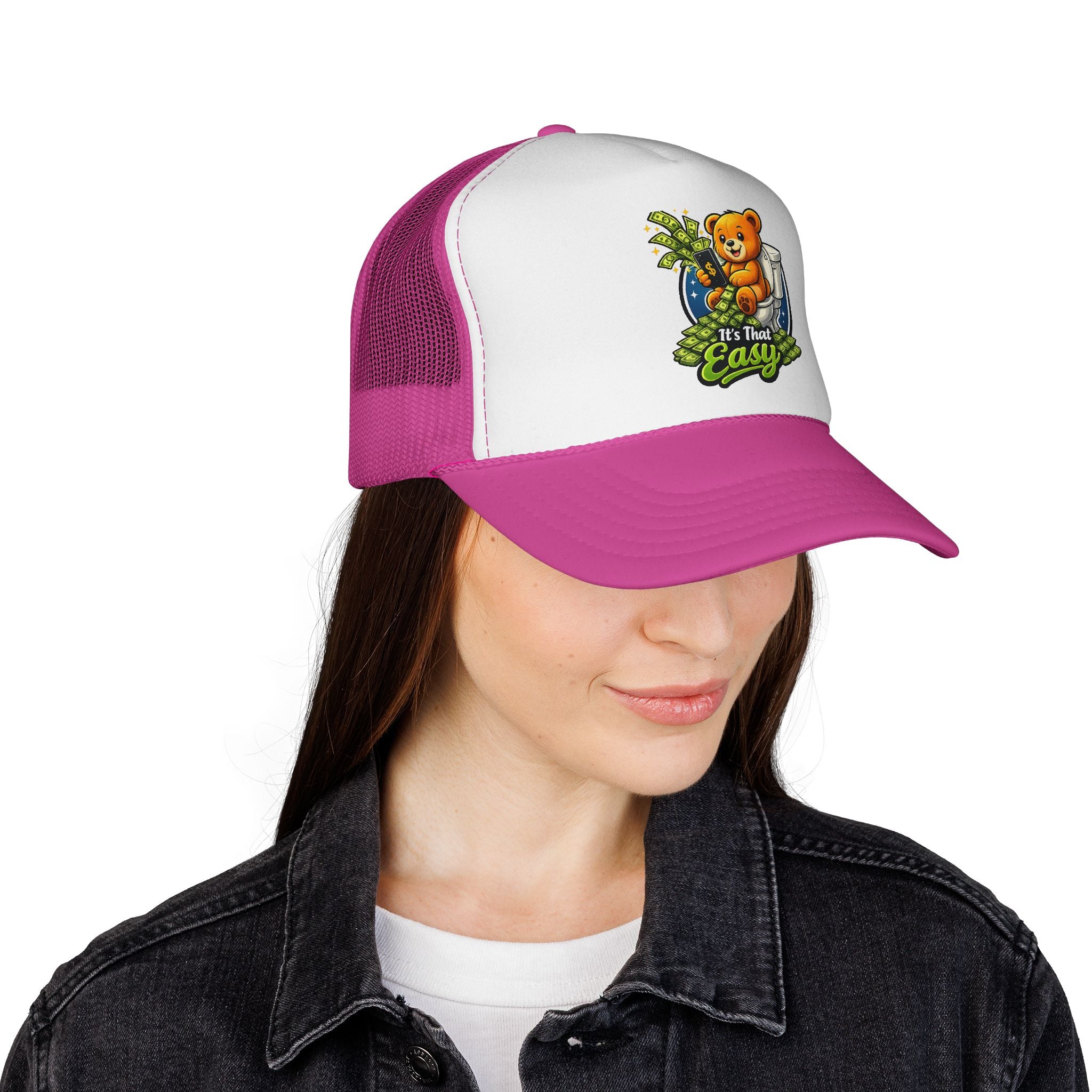 Trucker Cap - Cute Teddy Bear 'It's That Easy' Mesh Hat