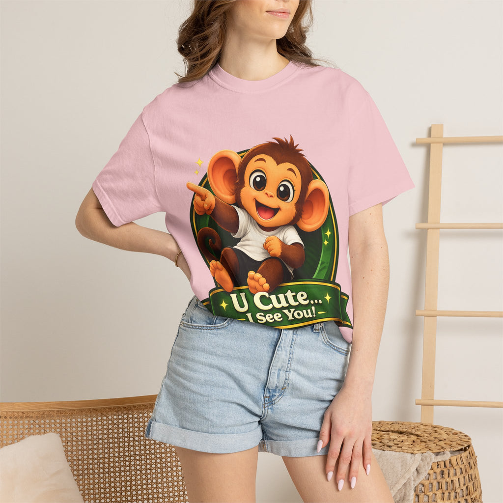Cute Monkey T-Shirt — "U Cute... I See You!" Graphic Tee