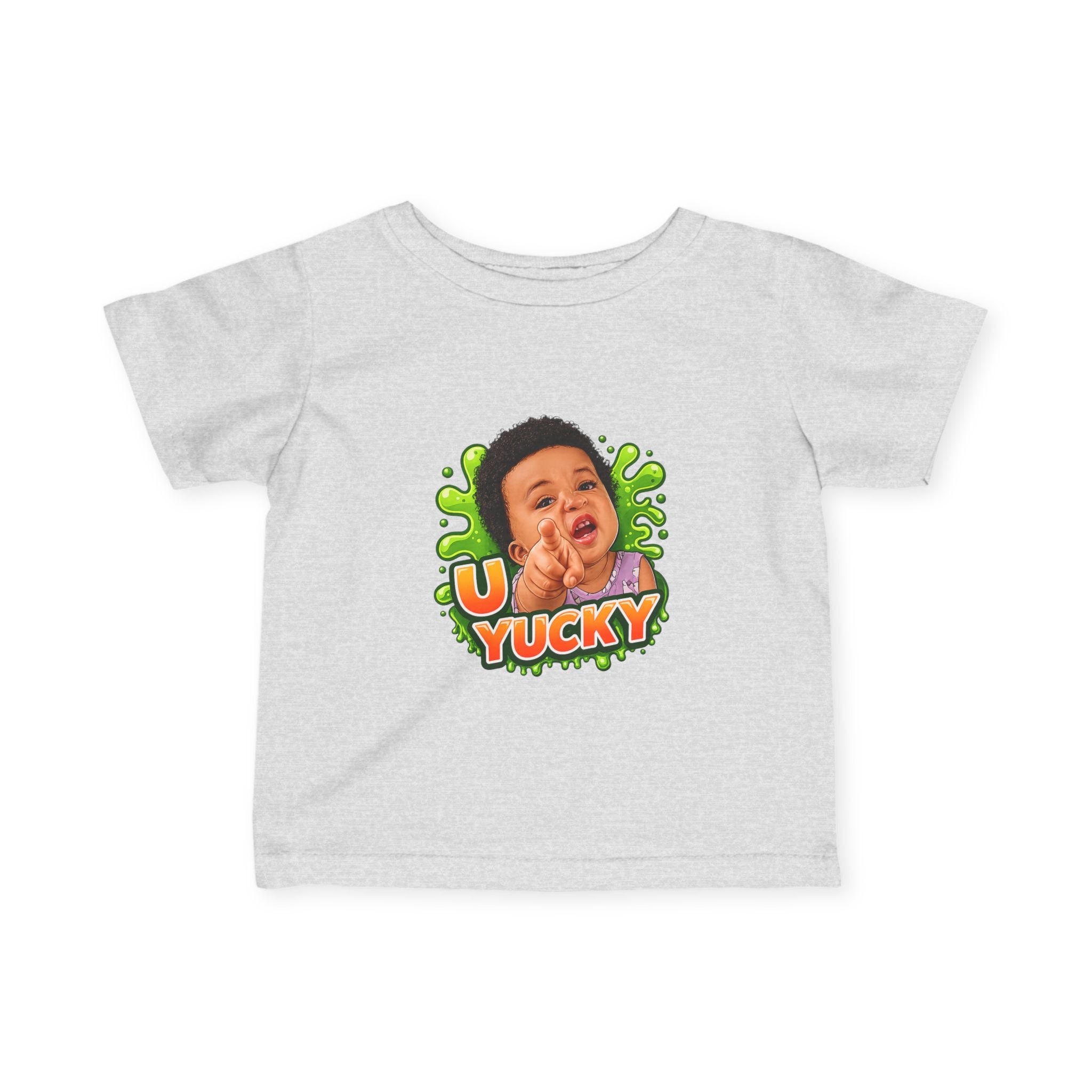 Infant Tee — "Yucky" Baby Graphic Shirt with Green Slime Design