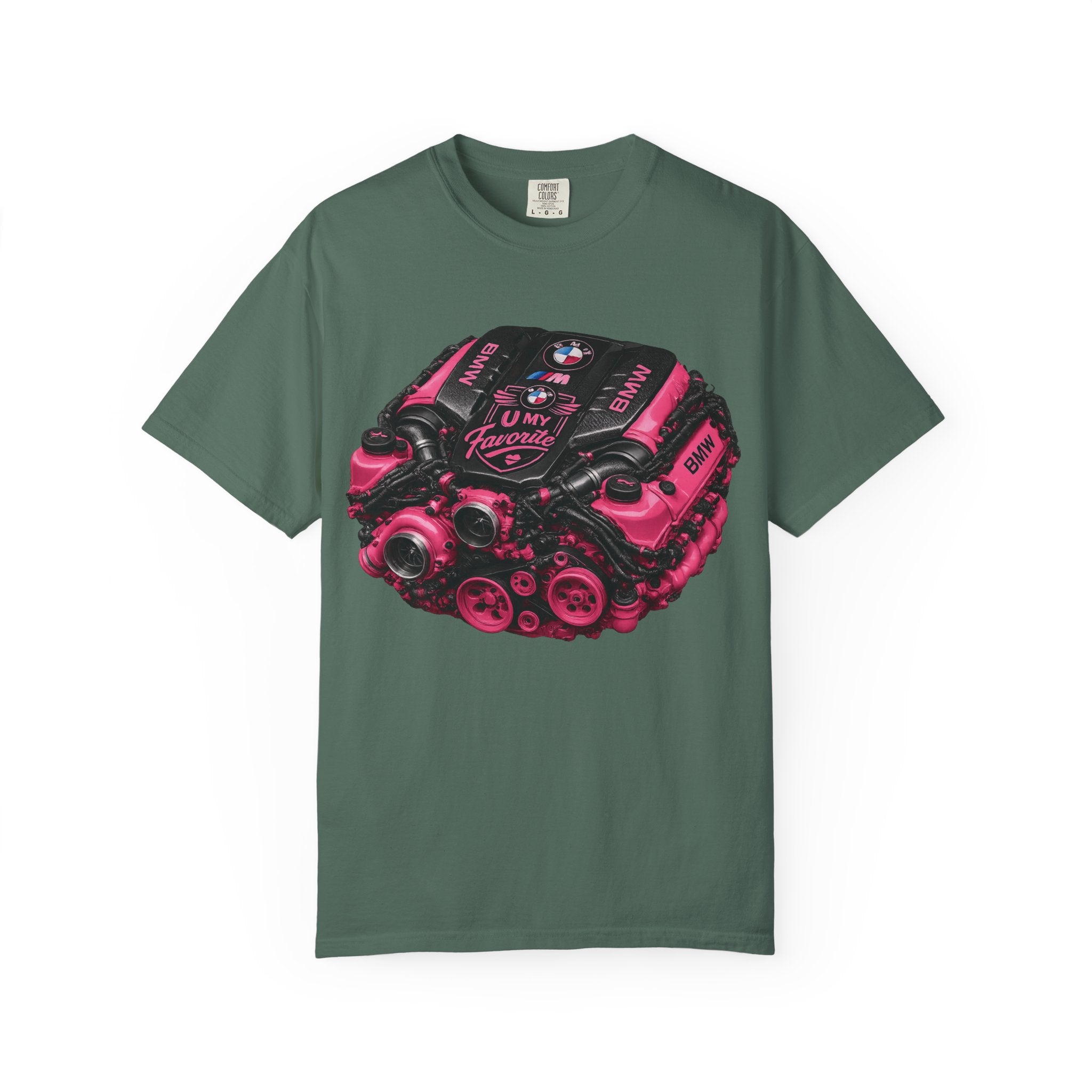 Pink Turbo Engine T-Shirt — Vintage Car Mechanic Tee