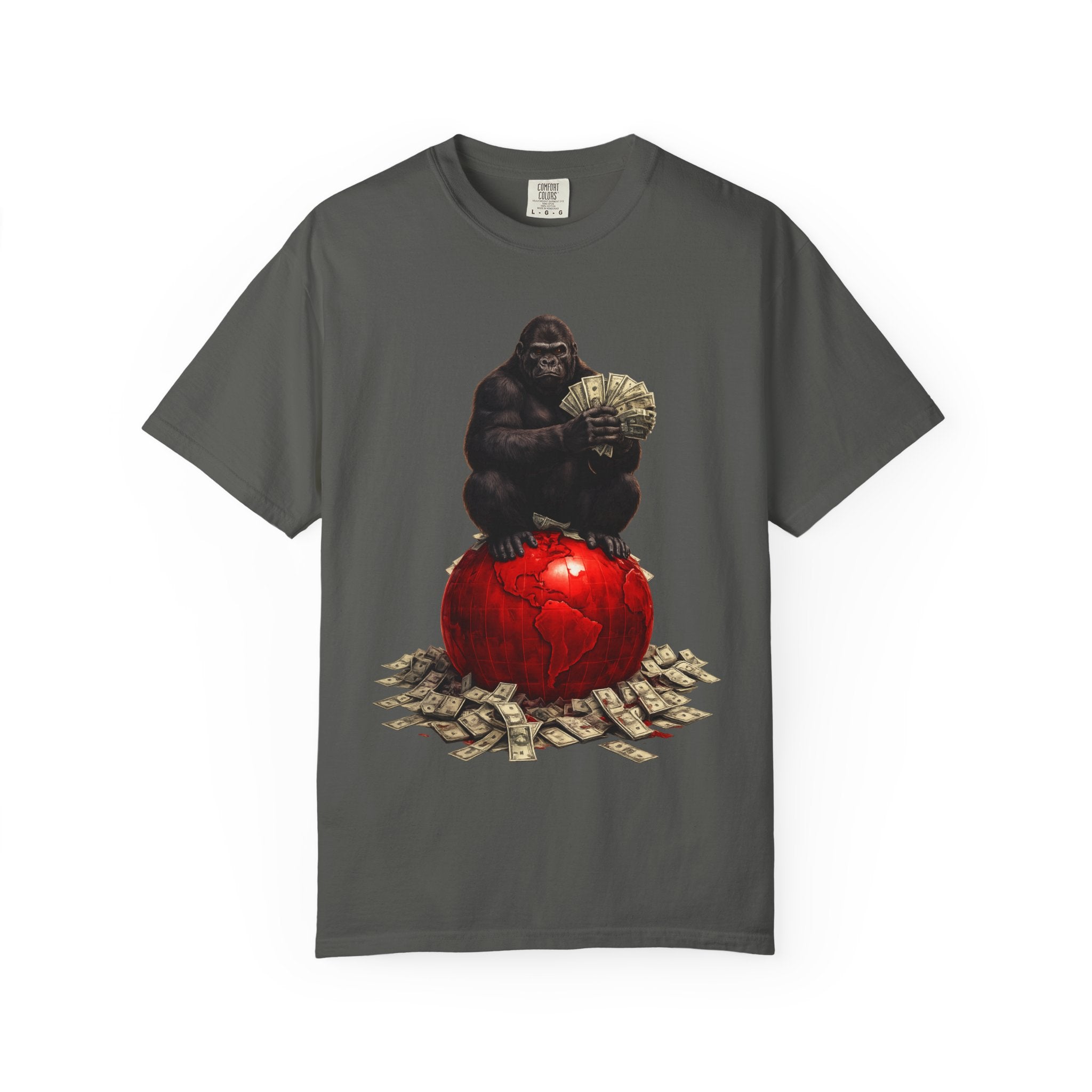 Gorilla on Money Graphic T-Shirt — Red Globe Cash Design