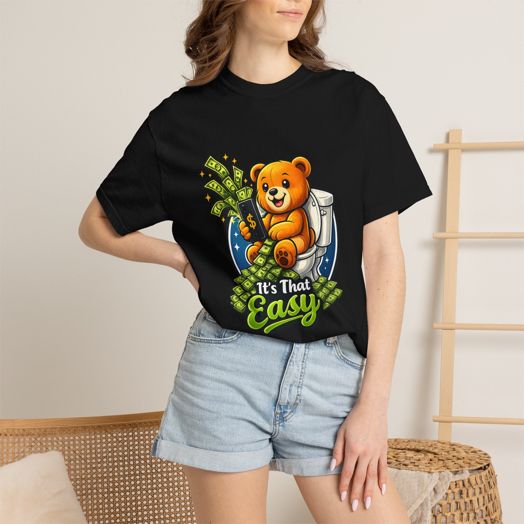 Bathroom Billionaire T-Shirt — Cute Bear on Toilet Graphic Tee