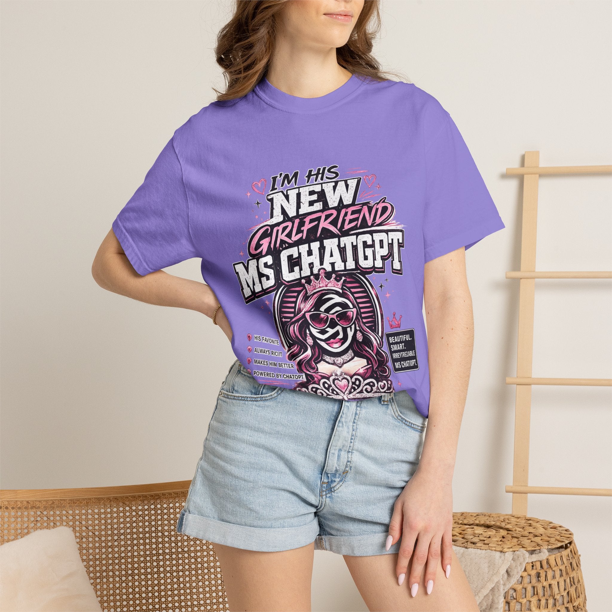 T-Shirt — "I'm His New Girlfriend: Ms ChatGPT" Retro Cute AI Graphic Tee