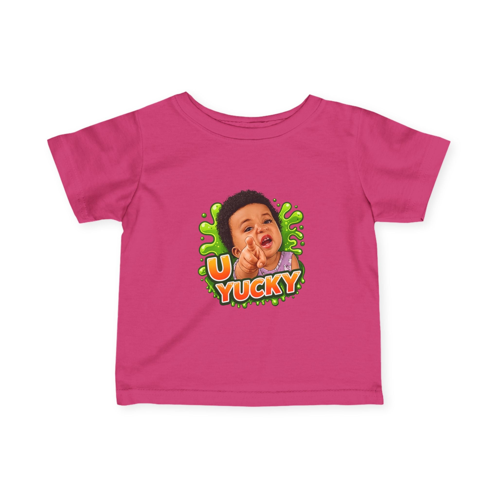 Infant Tee — "Yucky" Baby Graphic Shirt with Green Slime Design