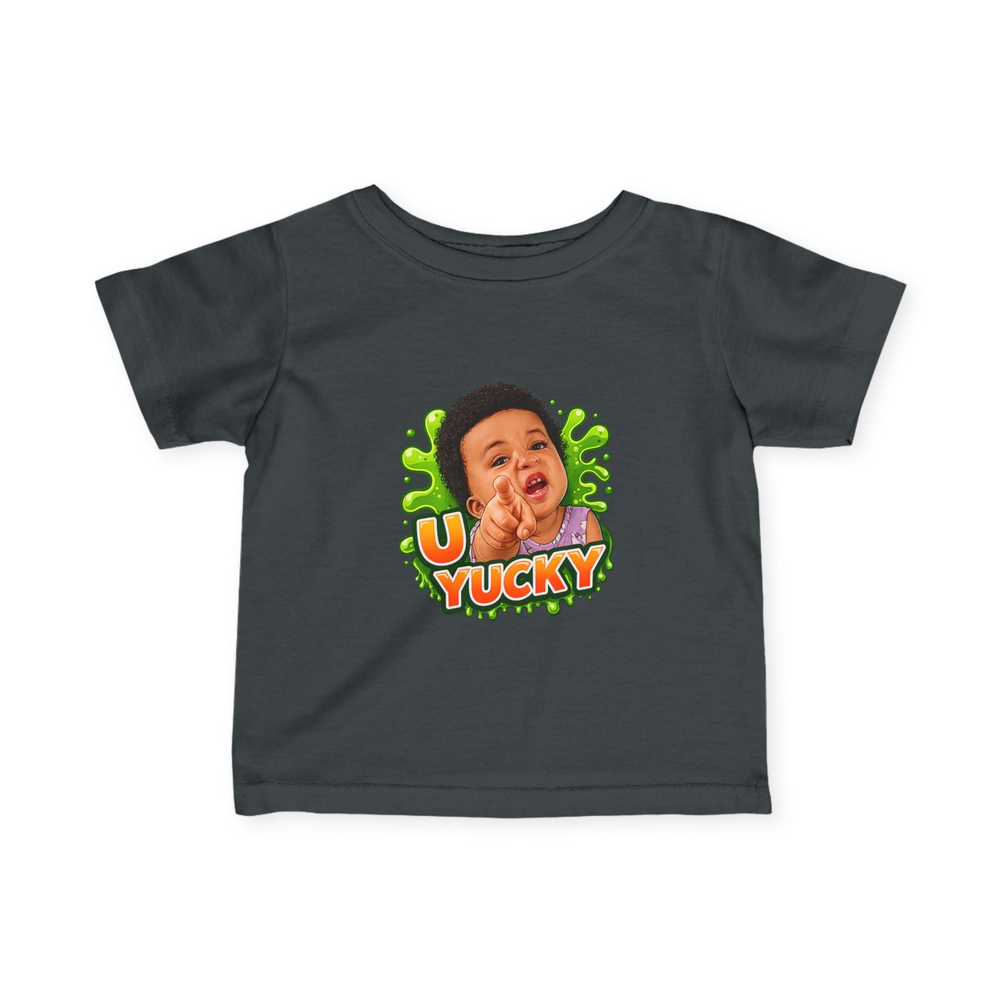 Infant Tee — "Yucky" Baby Graphic Shirt with Green Slime Design