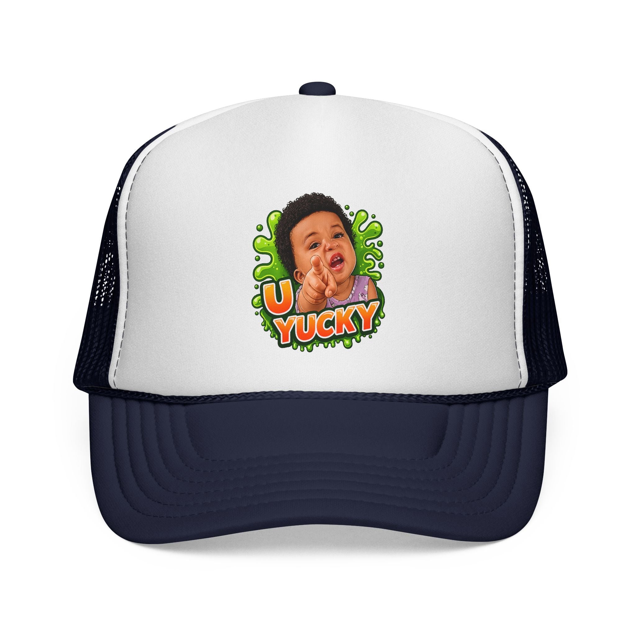 U Yucky Baby Trucker Cap — Funny Retro Slime Graphic Mesh Hat