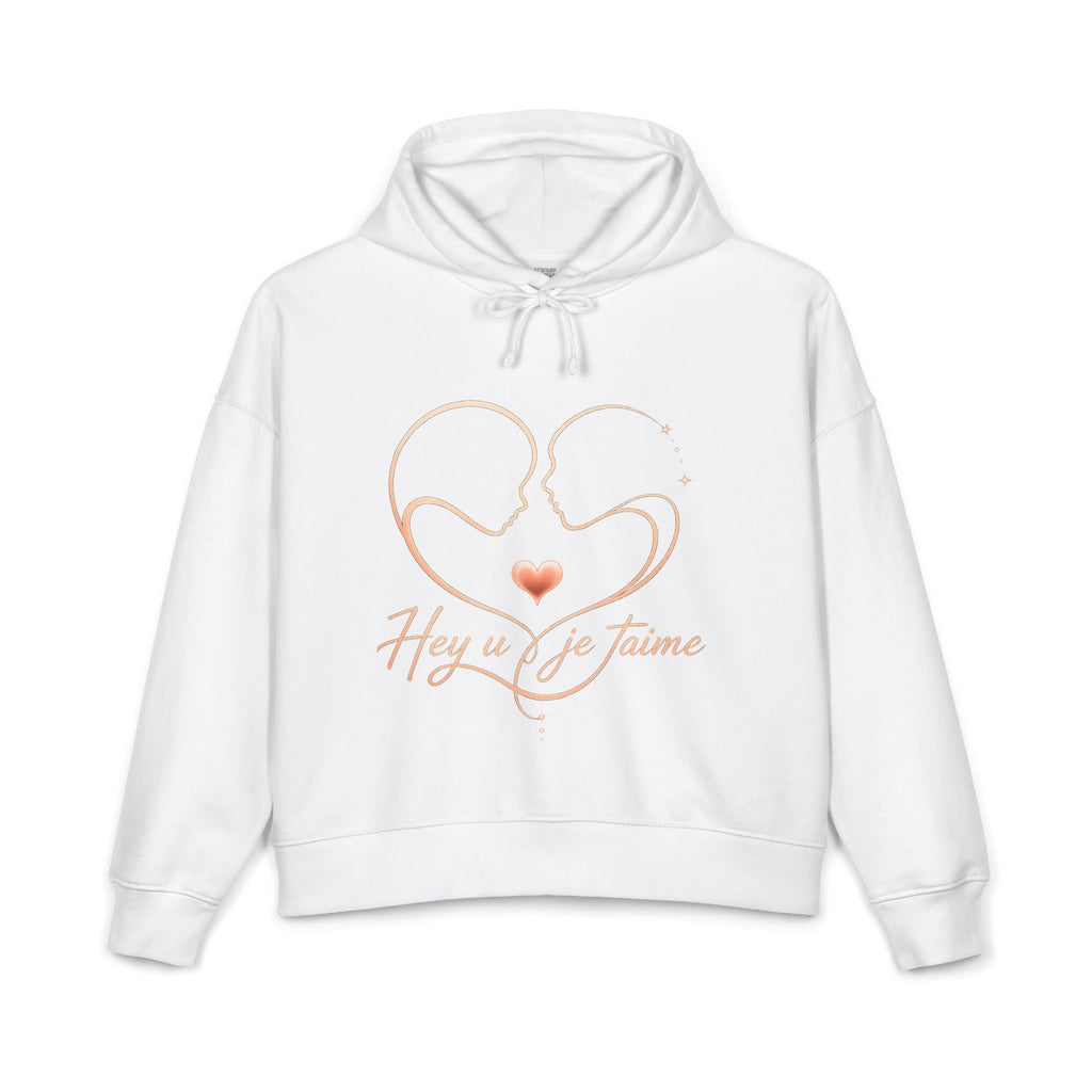 Romantic Heartline Hoodie – "Hey u je t'aime" Women's Organic Hoodie