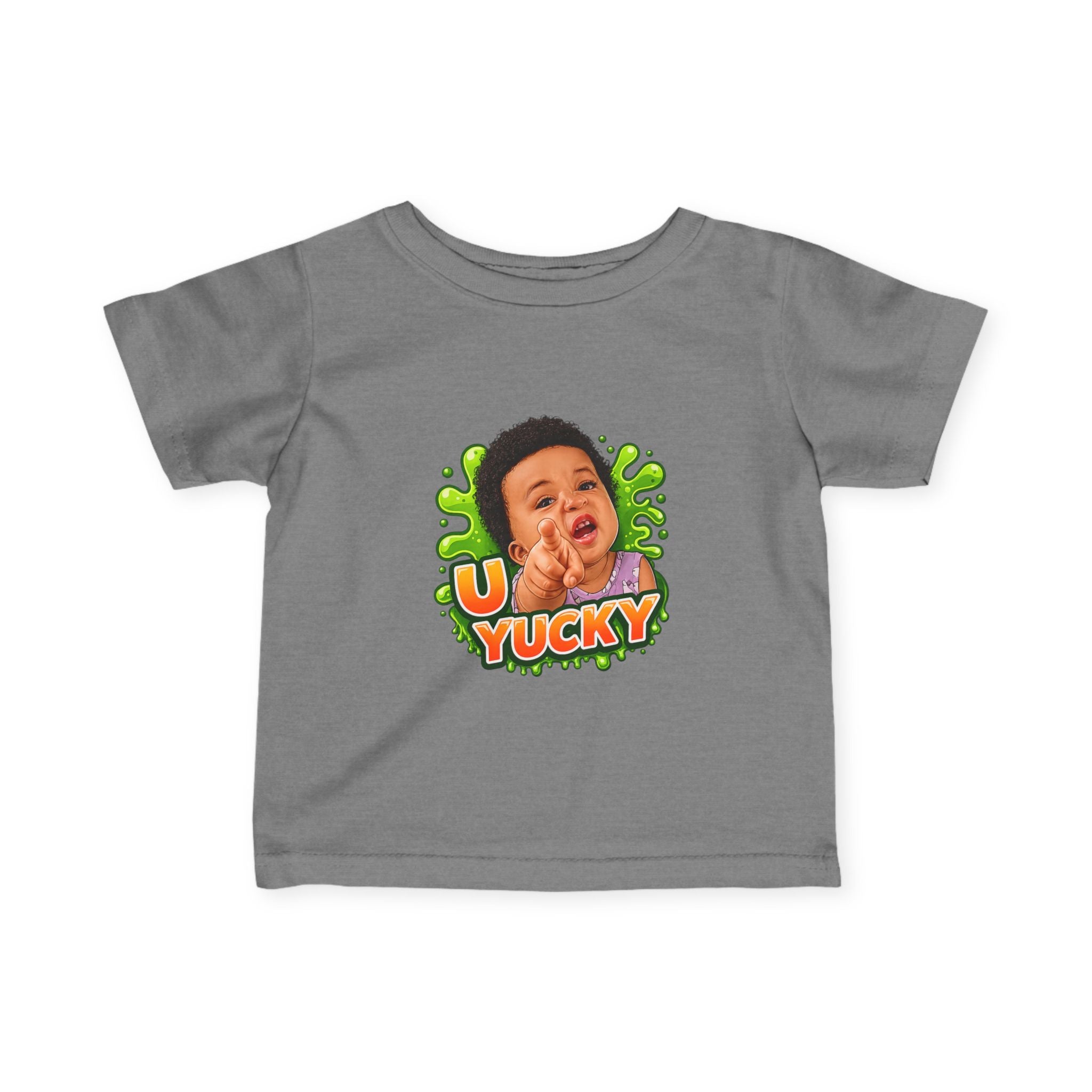 Infant Tee — "Yucky" Baby Graphic Shirt with Green Slime Design