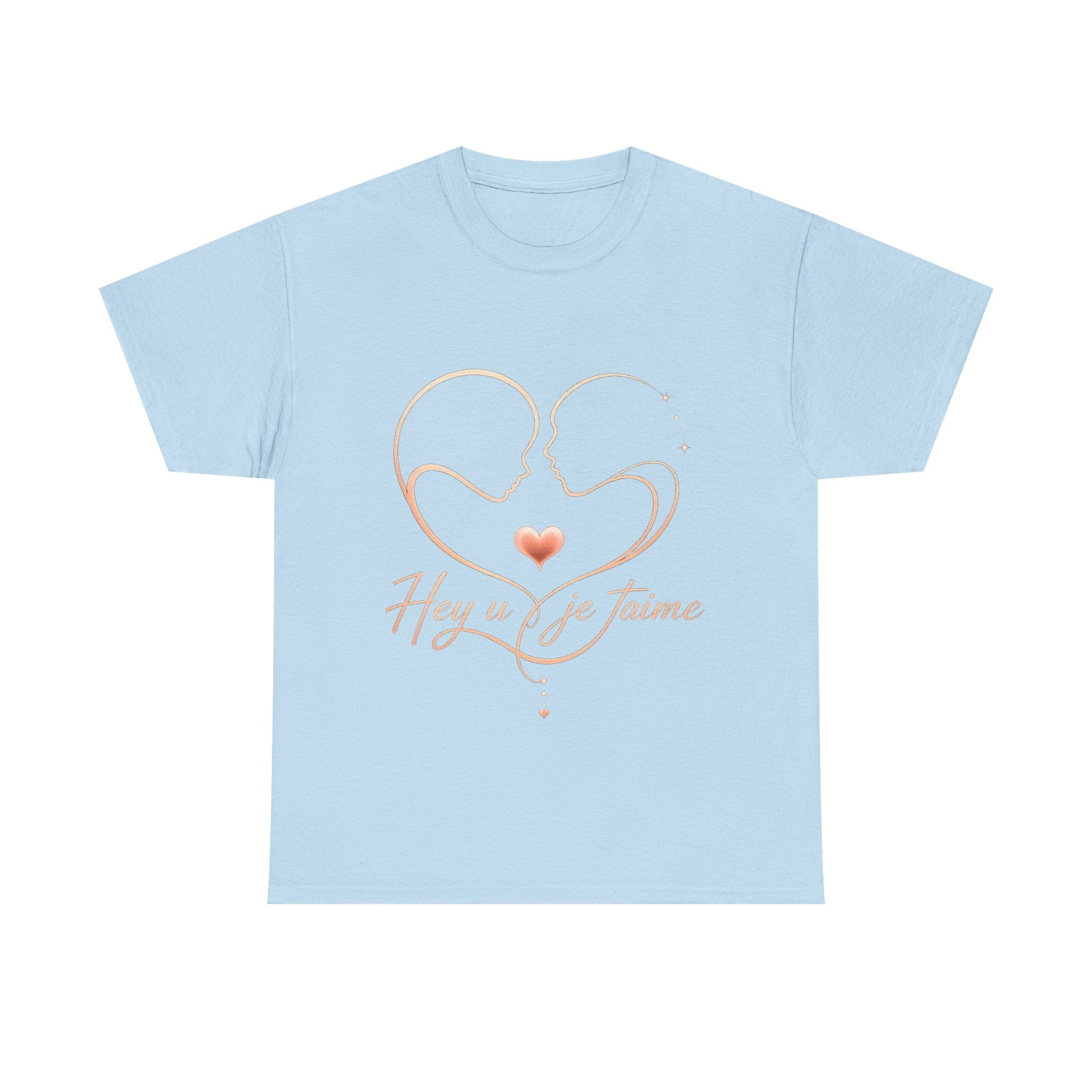 Romantic Heartline Tee — “Hey u je t'aime” French Love Graphic T-Shirt