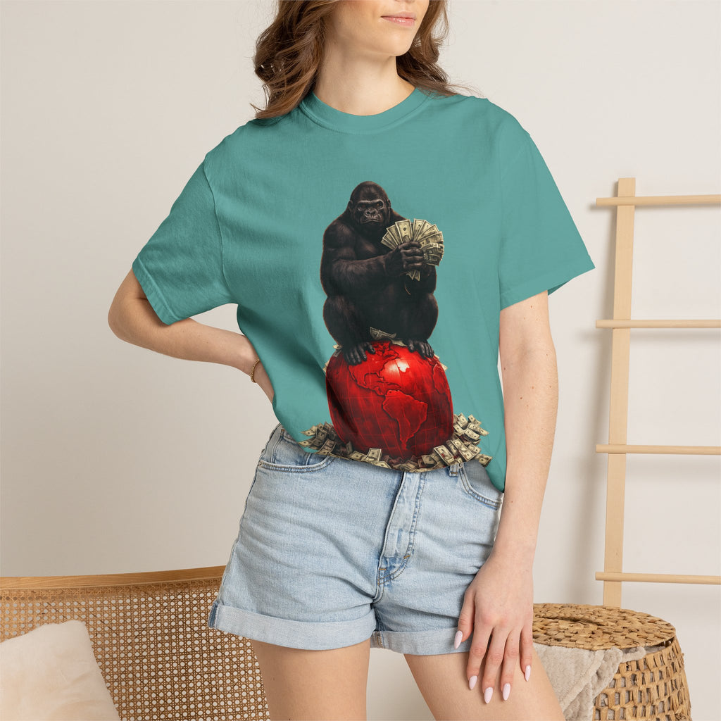 Gorilla on Money Graphic T-Shirt — Red Globe Cash Design