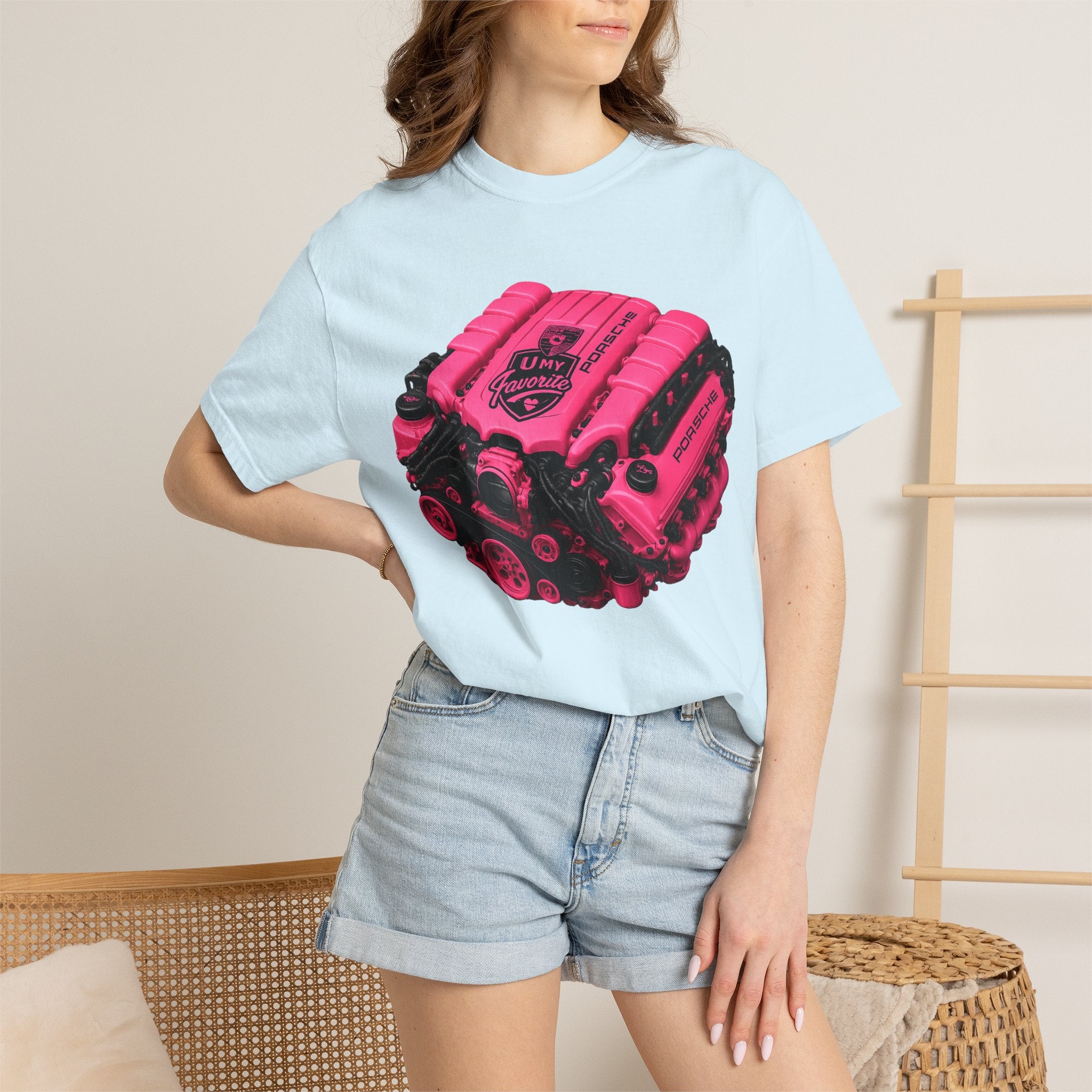 Retro Pink V8 Engine T-Shirt