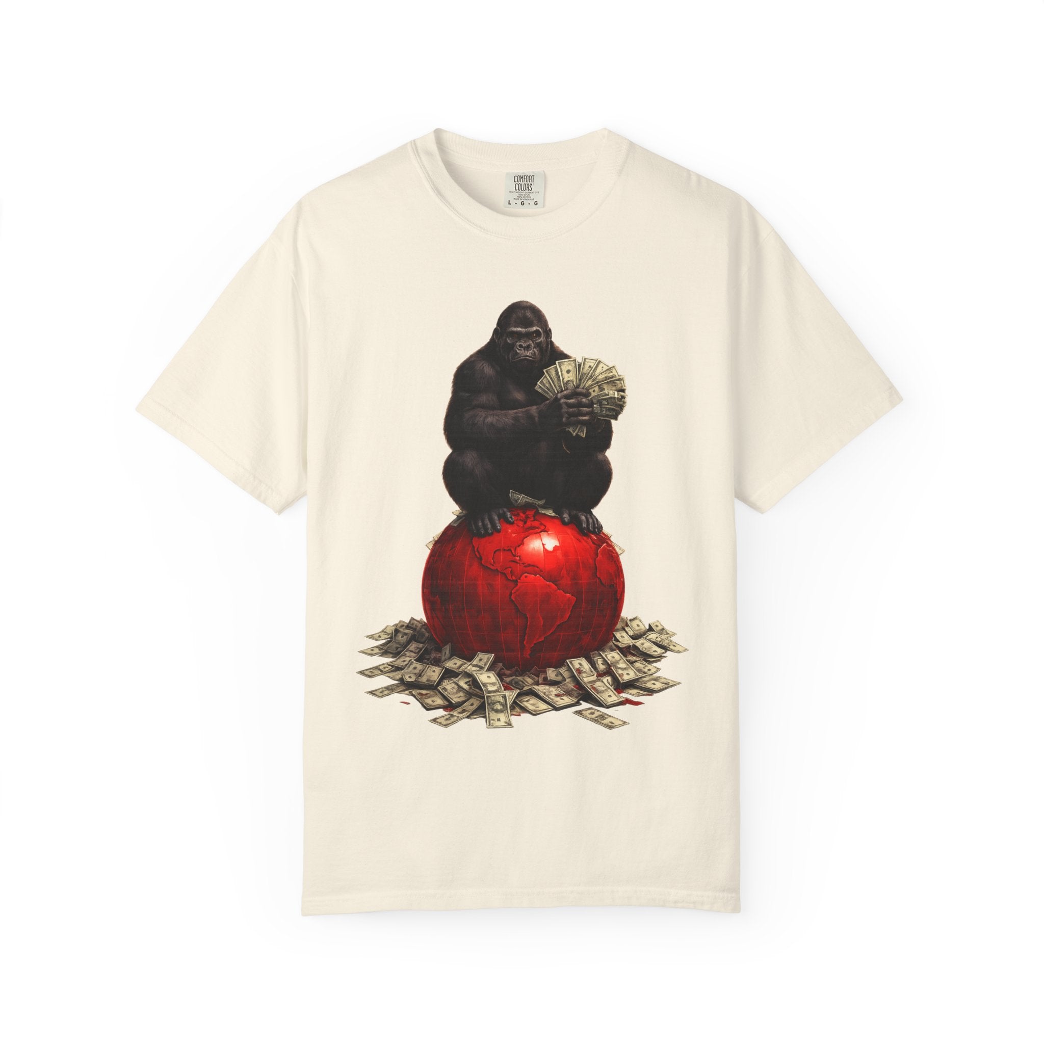 Gorilla on Money Graphic T-Shirt — Red Globe Cash Design