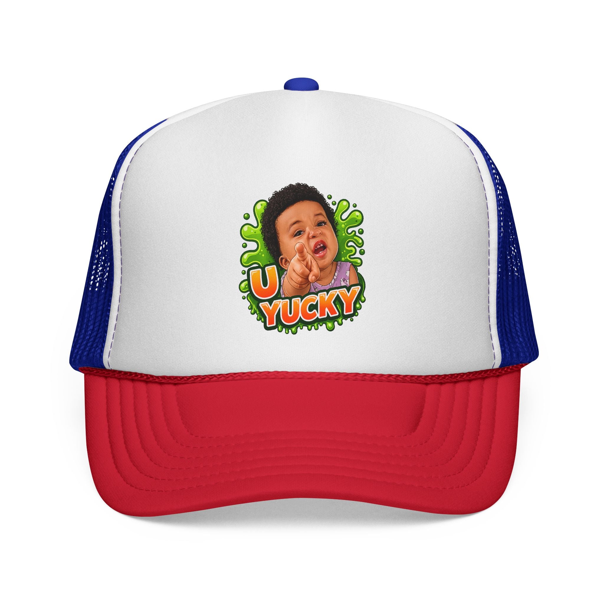 U Yucky Baby Trucker Cap — Funny Retro Slime Graphic Mesh Hat