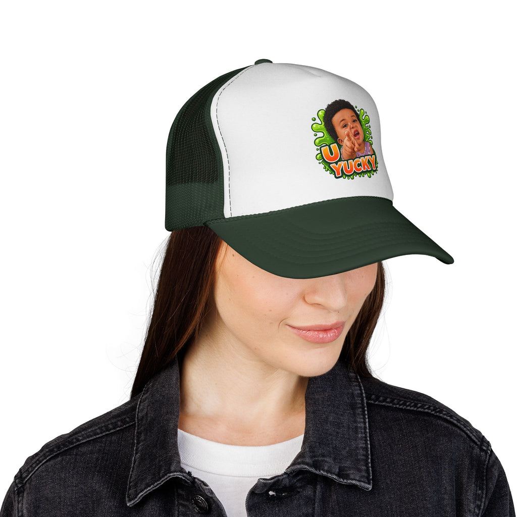 U Yucky Baby Trucker Cap — Funny Retro Slime Graphic Mesh Hat