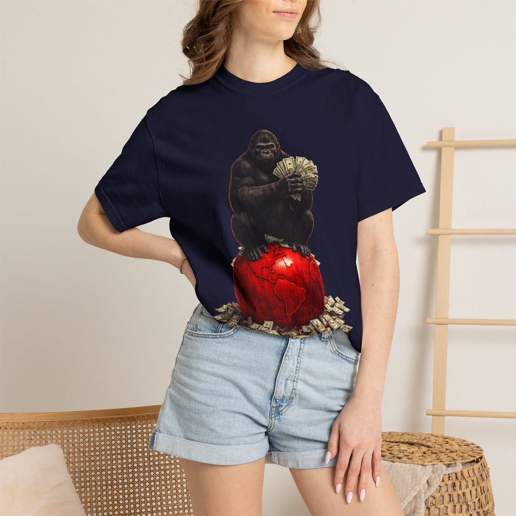 Gorilla on Money Graphic T-Shirt — Red Globe Cash Design