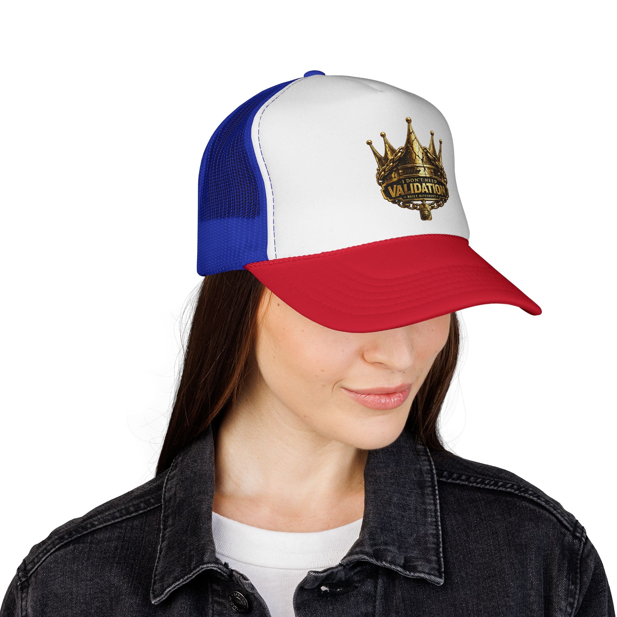 Validation King Trucker Cap — Gold Crown Logo Mesh Hat