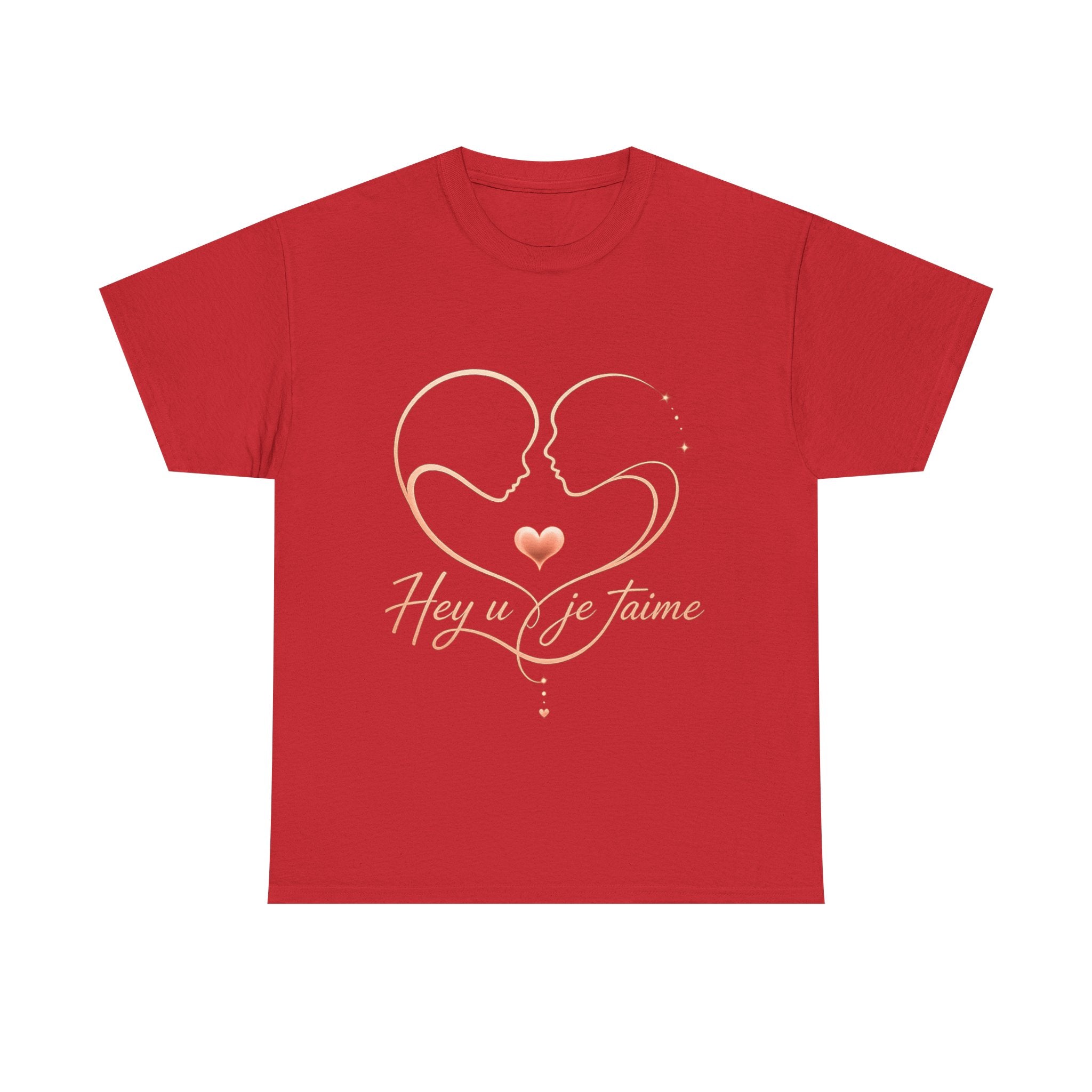 Romantic Heartline Tee — “Hey u je t'aime” French Love Graphic T-Shirt