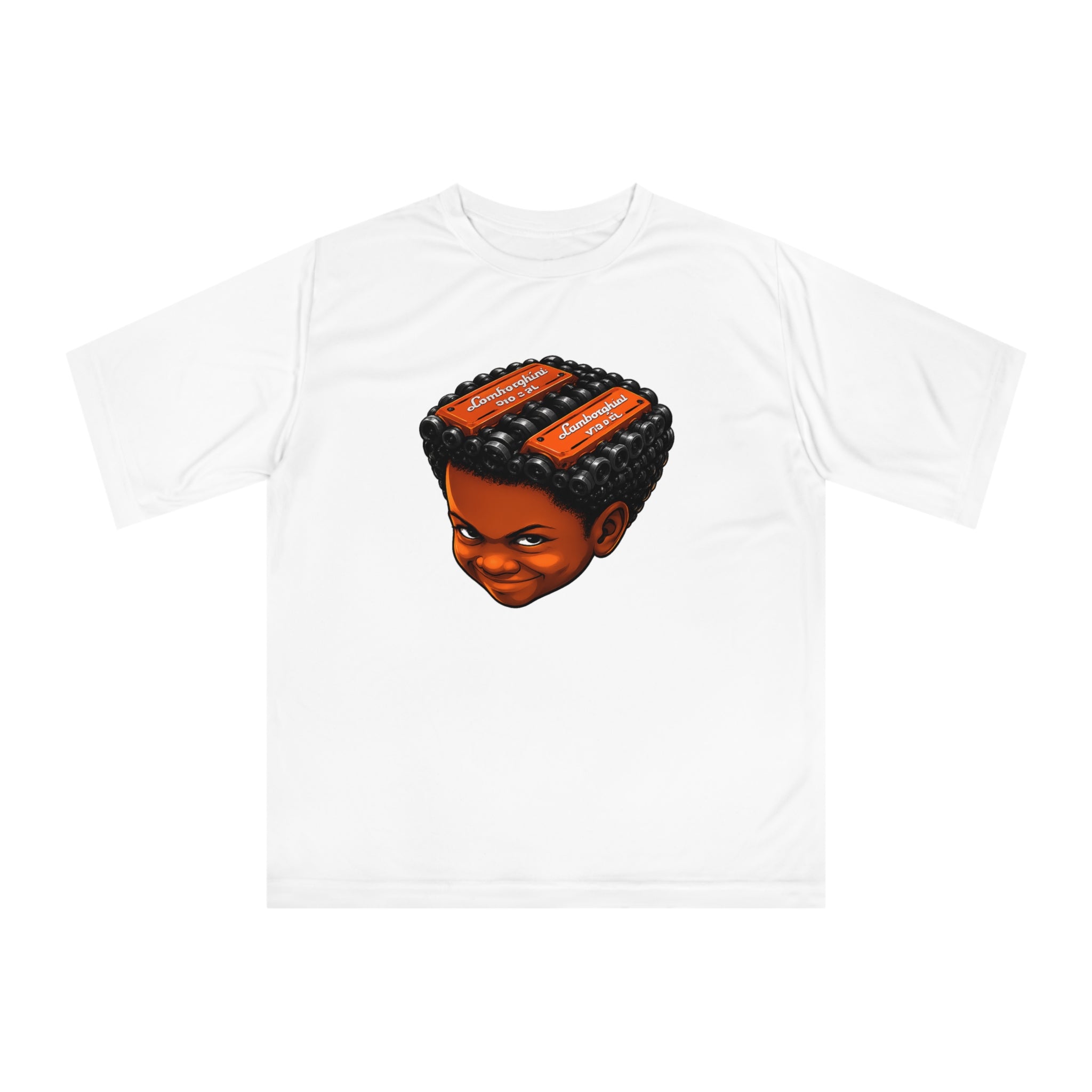 I See U Graphic T-Shirt — Retro Kid Head with Engine Design
