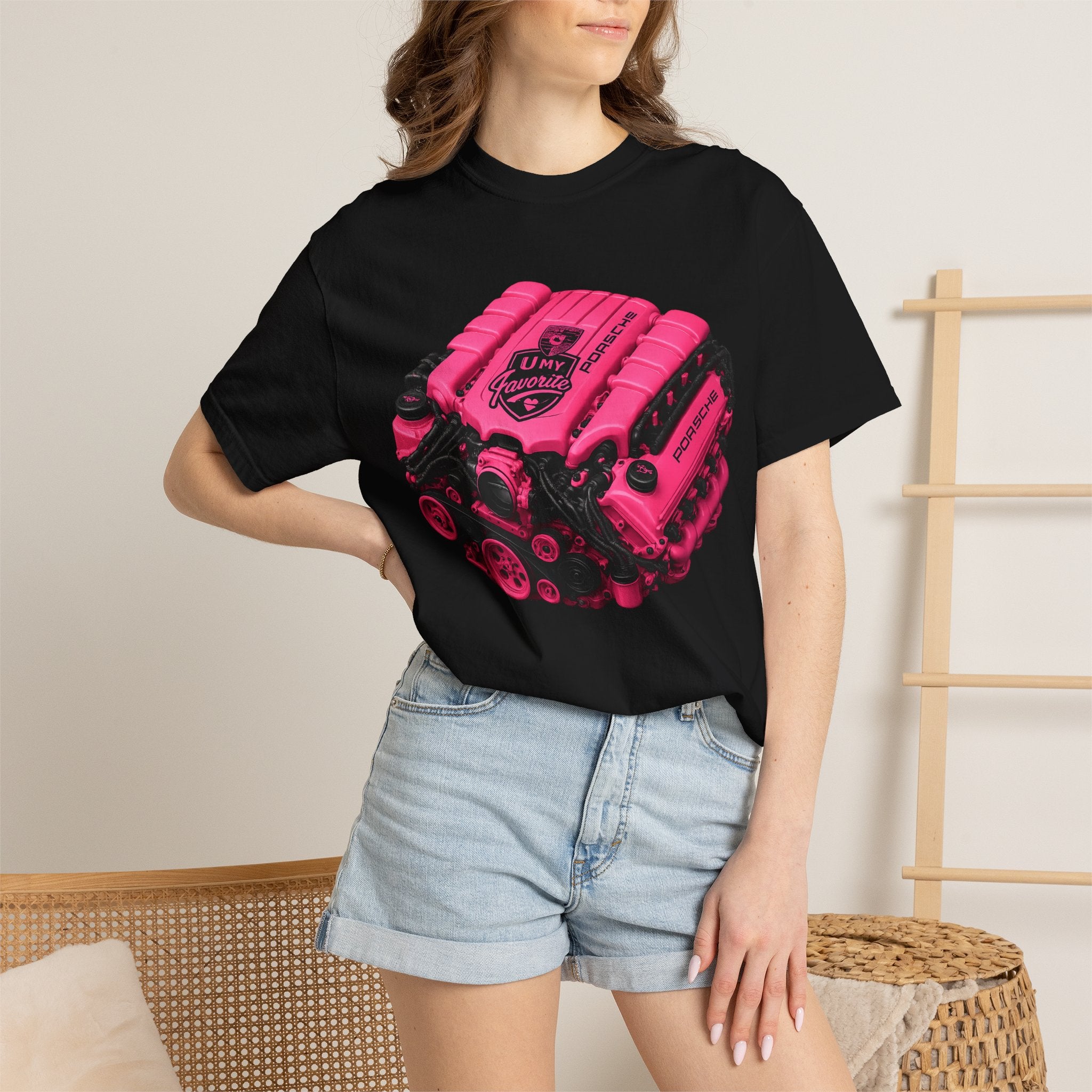 Retro Pink V8 Engine T-Shirt