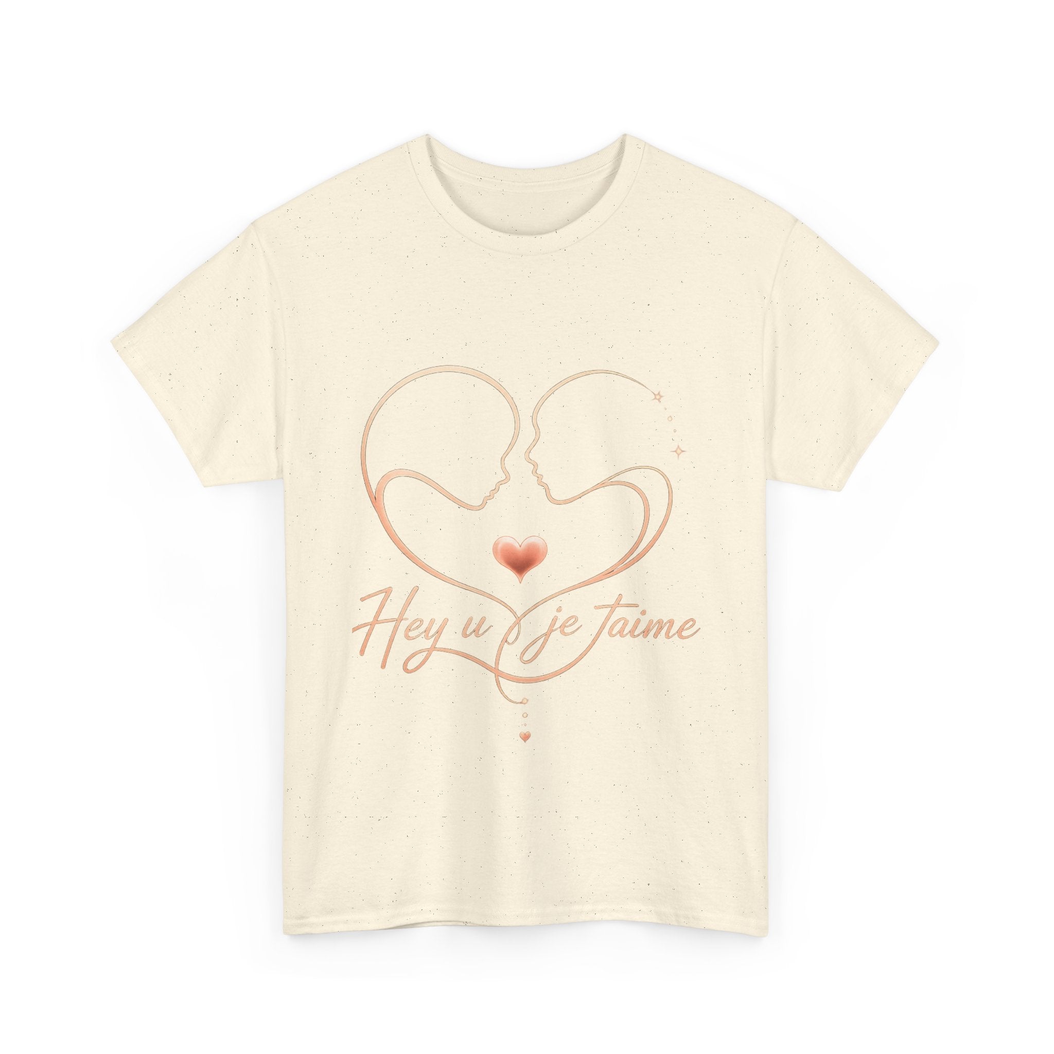 Romantic Heartline Tee — “Hey u je t'aime” French Love Graphic T-Shirt