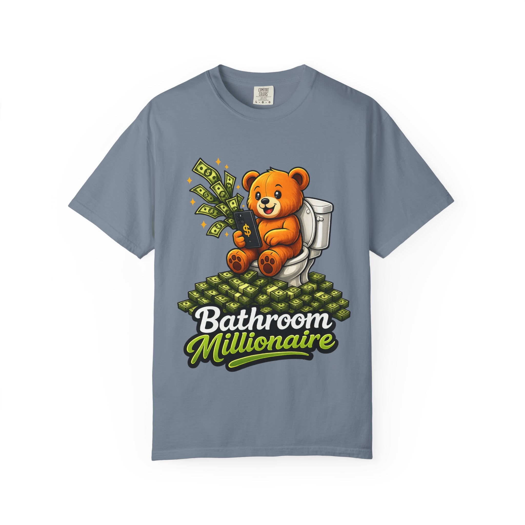 Bathroom Millionaire T-Shirt — Cute Bear on Toilet Graphic Tee