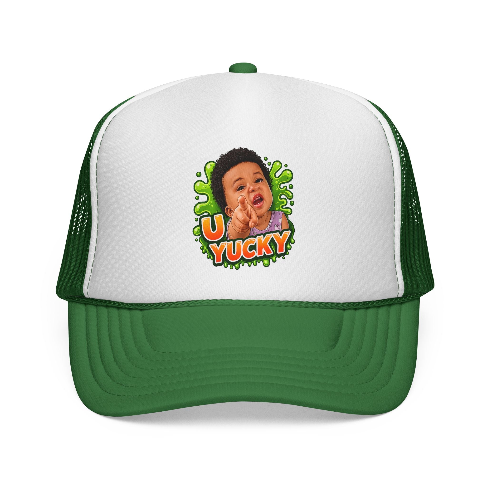 U Yucky Baby Trucker Cap — Funny Retro Slime Graphic Mesh Hat