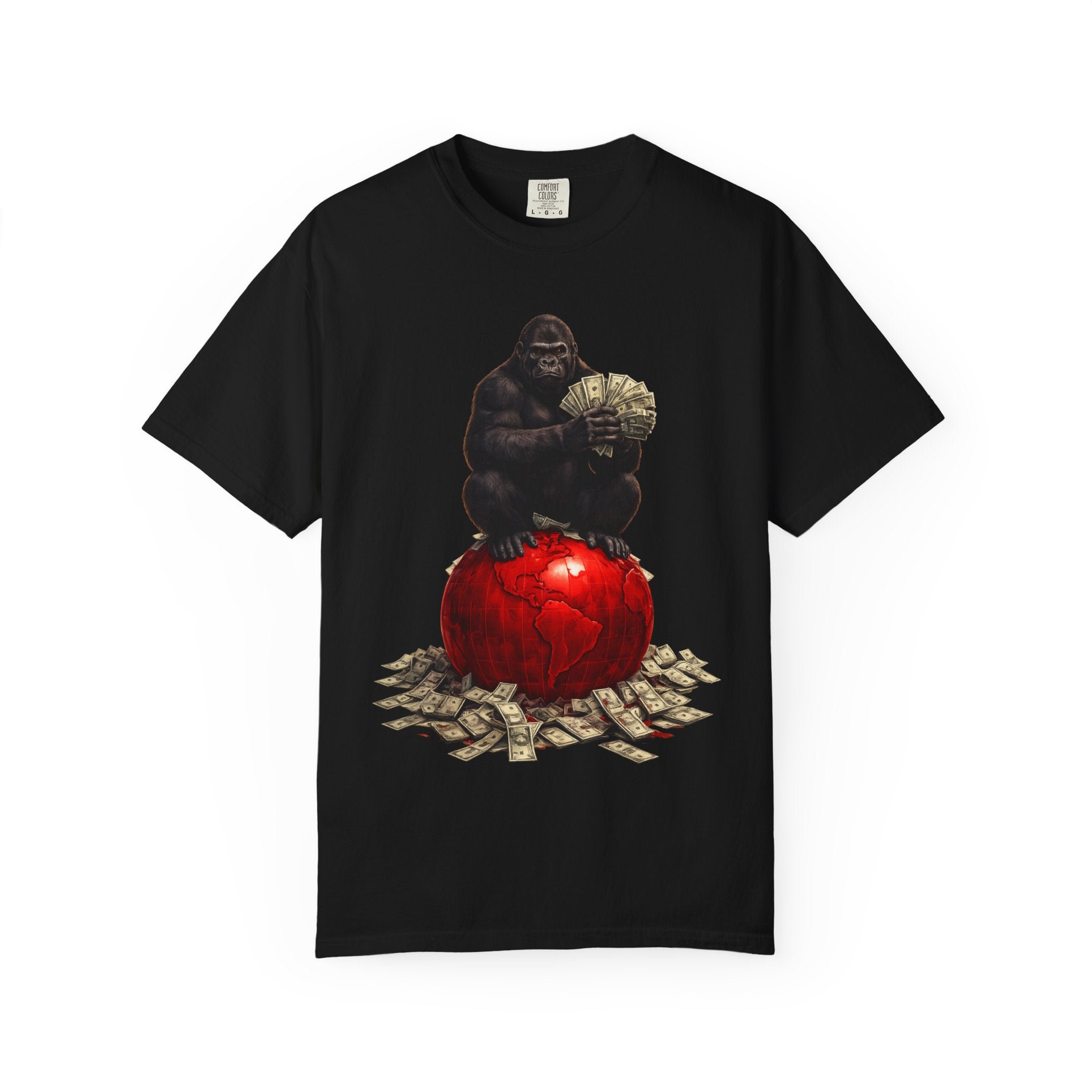 Gorilla on Money Graphic T-Shirt — Red Globe Cash Design