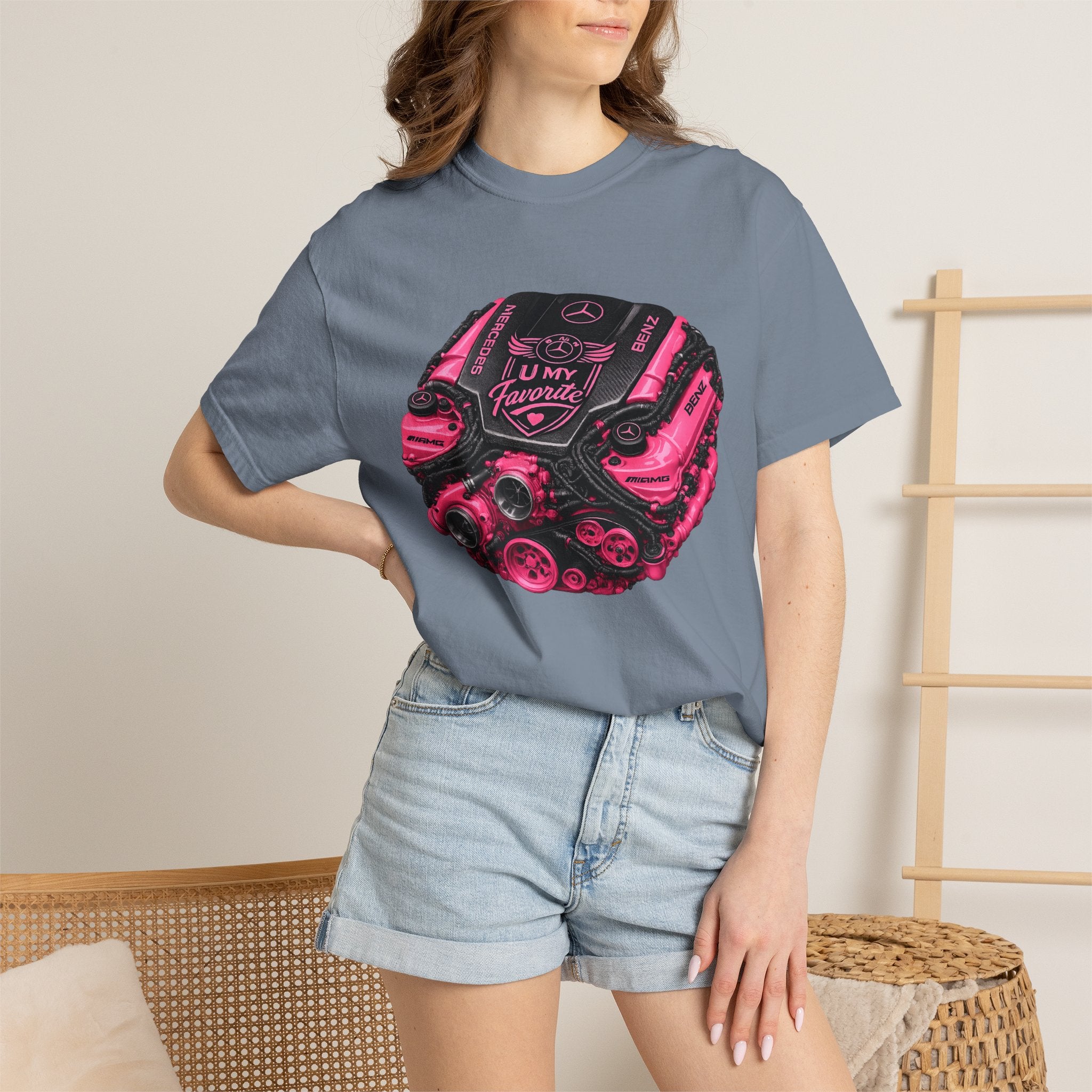 Car Engine Heart Tee — I Love Engines Graphic T-Shirt