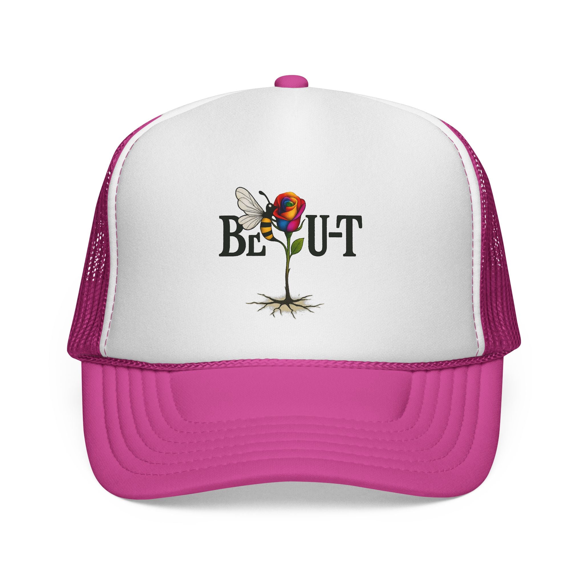 Trucker Hat — 'Be Out' Butterfly Rose Graphic Cap