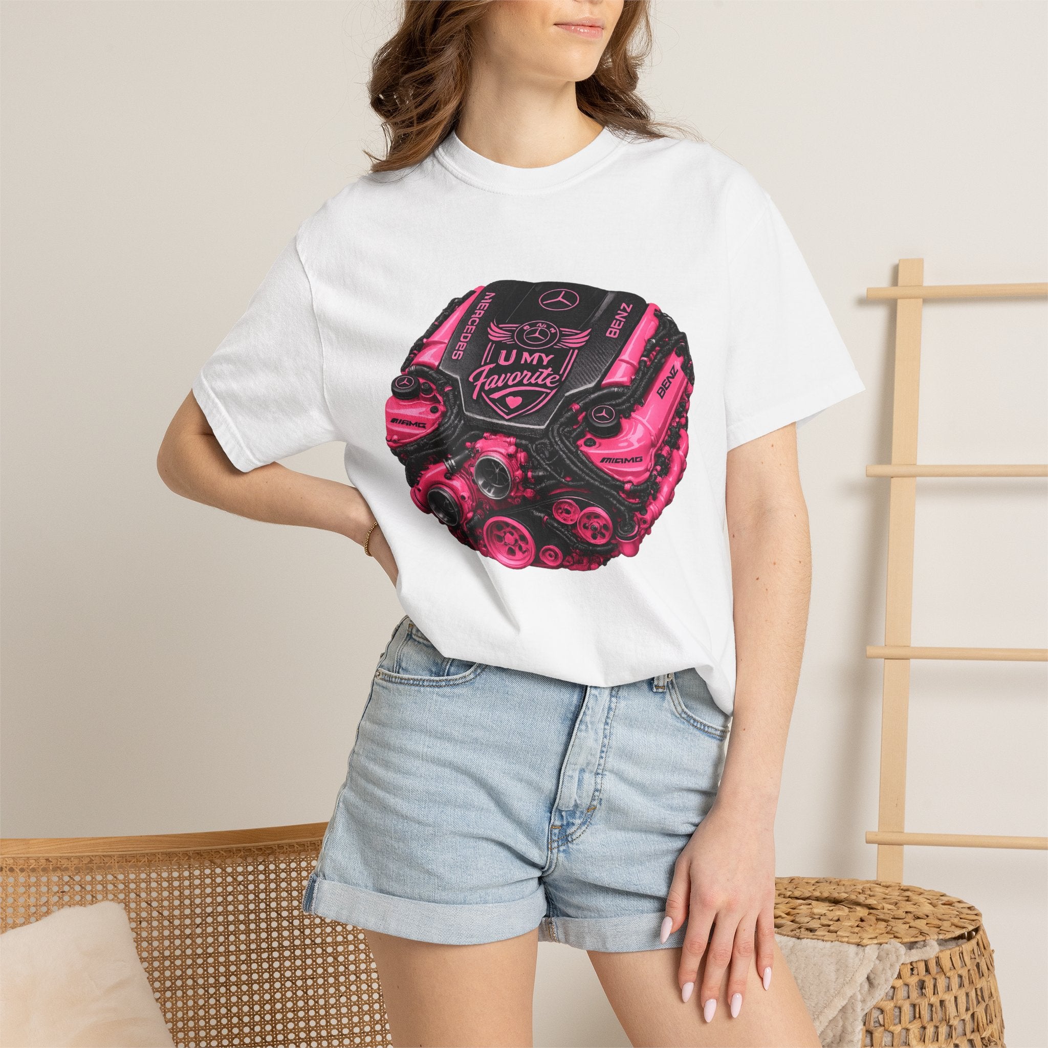 Car Engine Heart Tee — I Love Engines Graphic T-Shirt