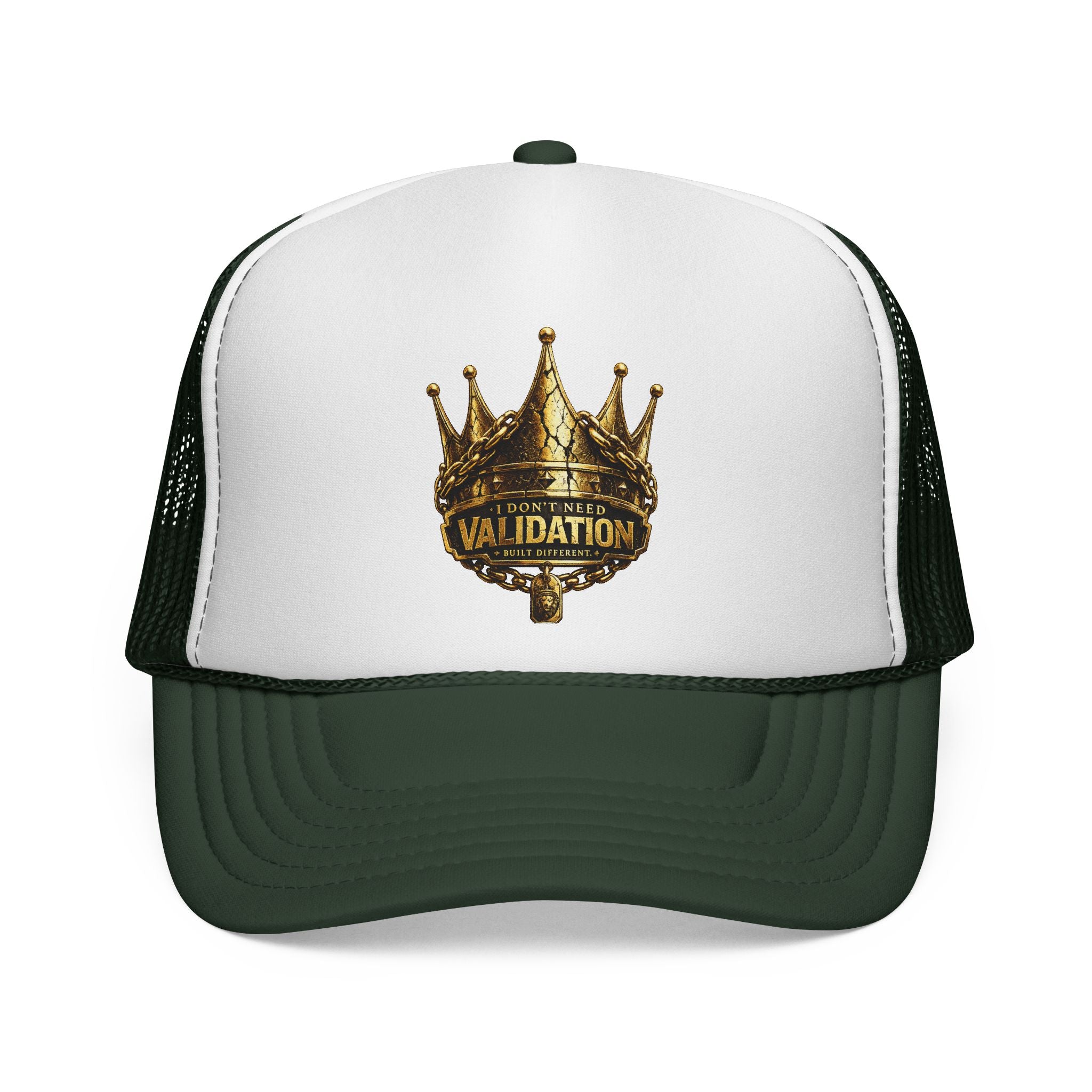 Validation King Trucker Cap — Gold Crown Logo Mesh Hat