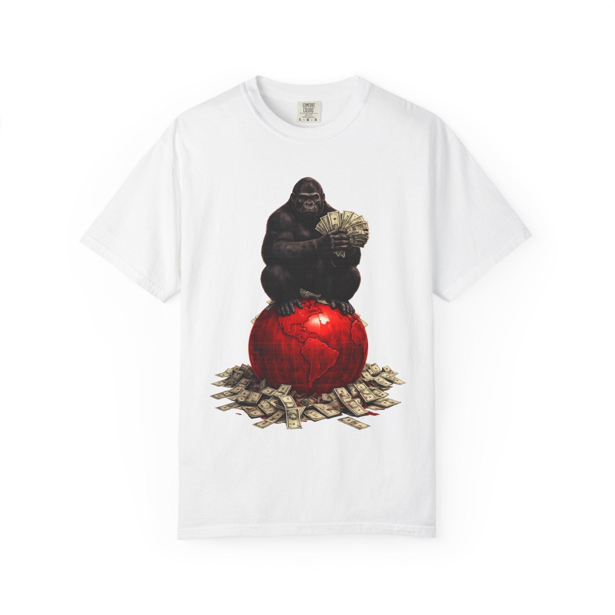 Gorilla on Money Graphic T-Shirt — Red Globe Cash Design