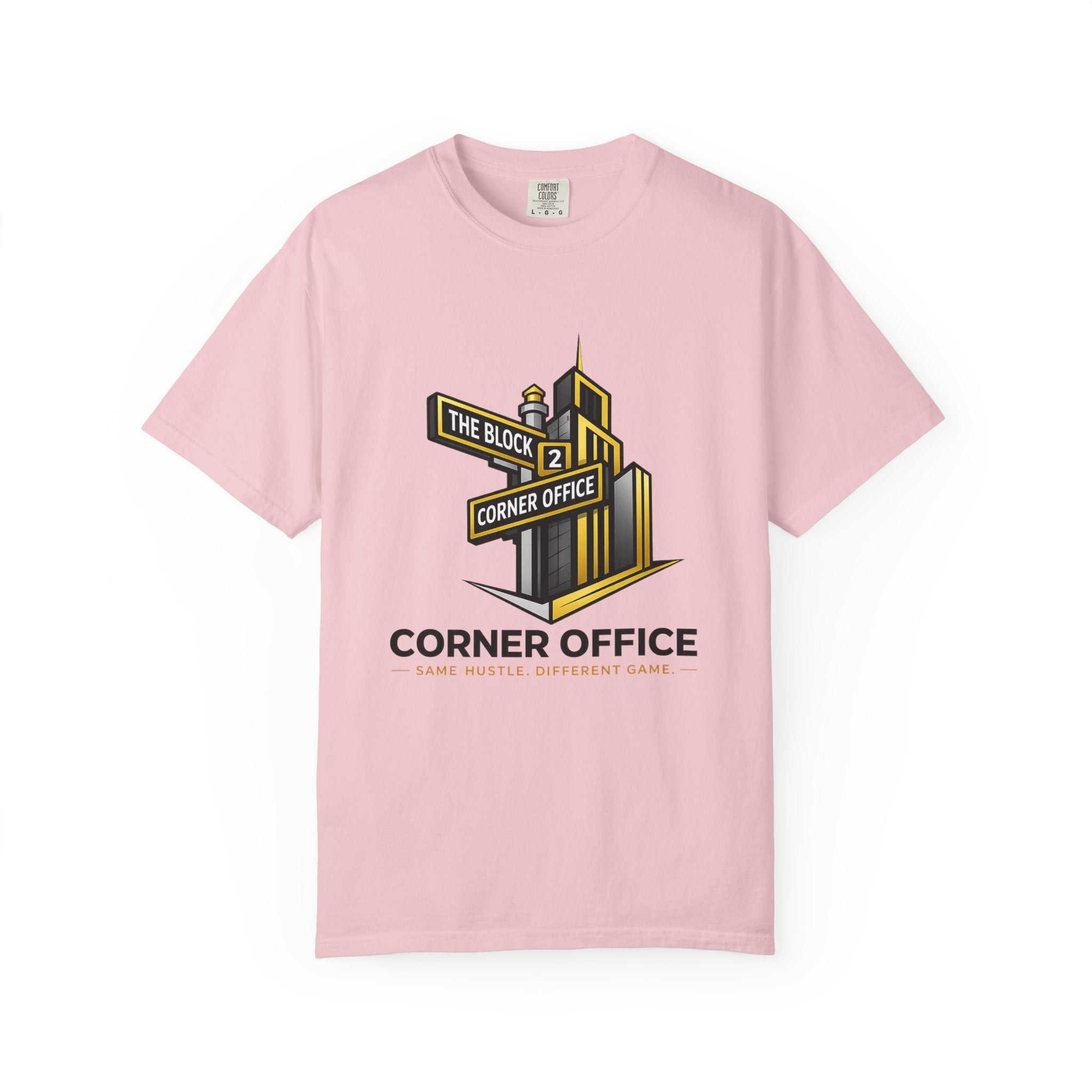 Corner Office T-Shirt — 'Corner Office' Logo Tee with Golden Globe Graphic