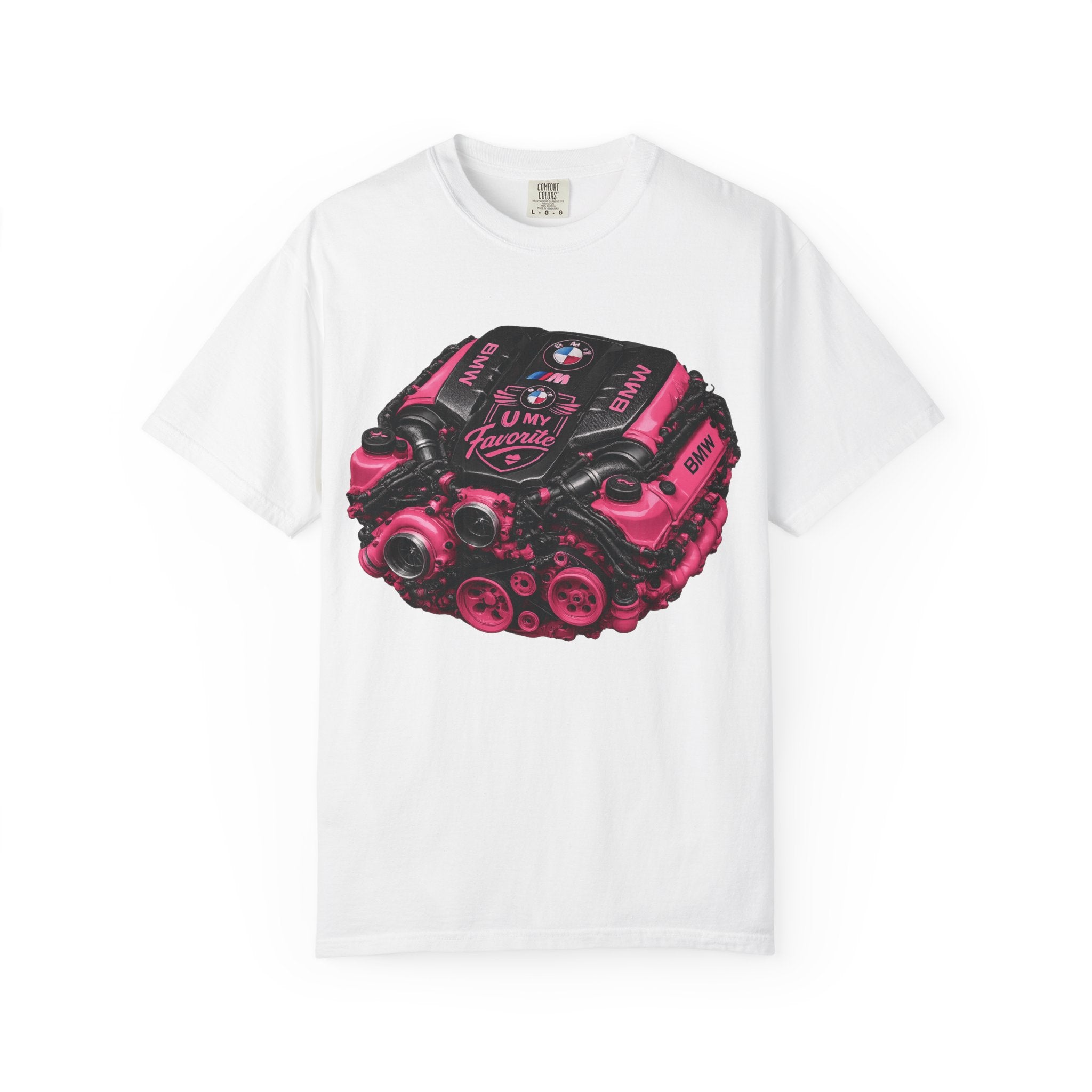 Pink Turbo Engine T-Shirt — Vintage Car Mechanic Tee