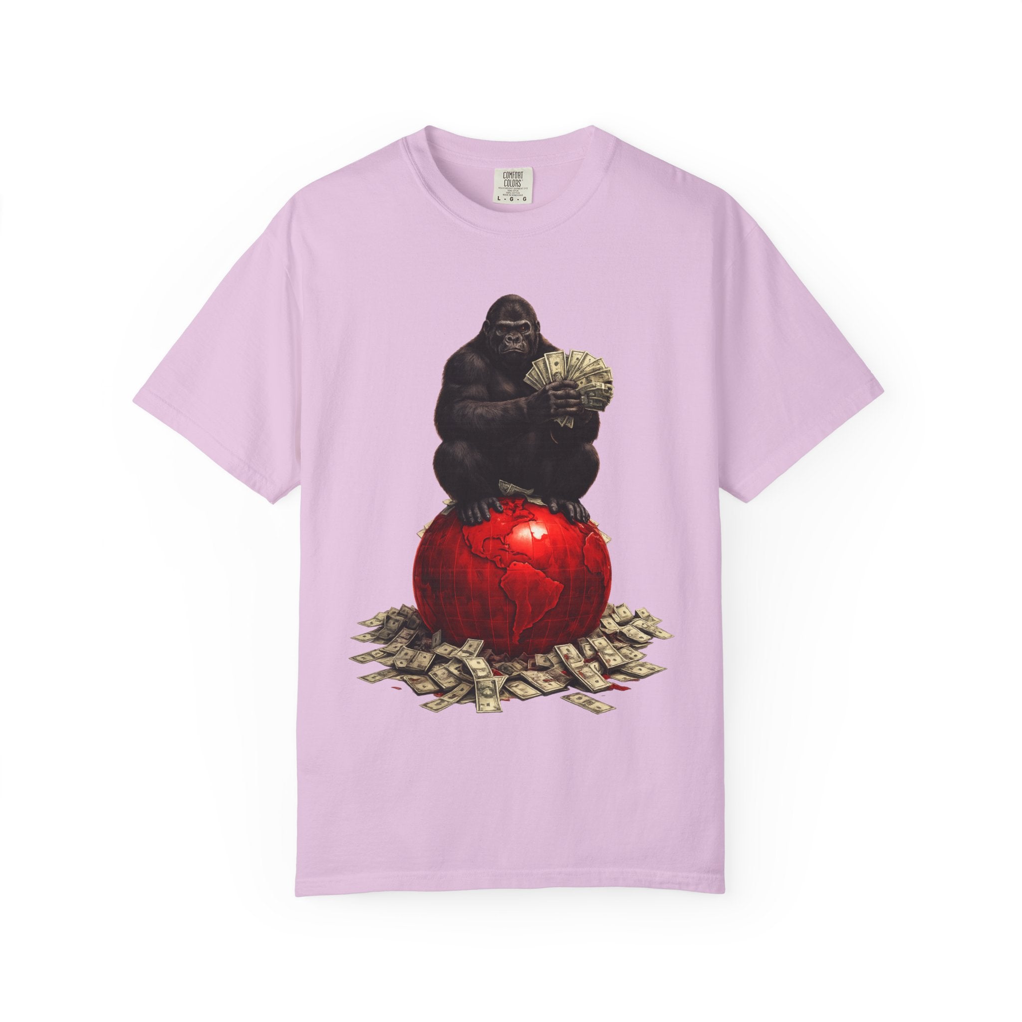 Gorilla on Money Graphic T-Shirt — Red Globe Cash Design