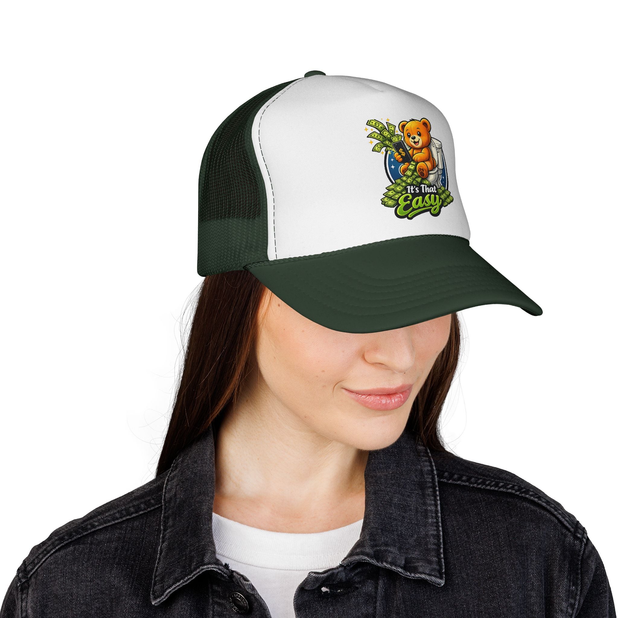 Trucker Cap - Cute Teddy Bear 'It's That Easy' Mesh Hat