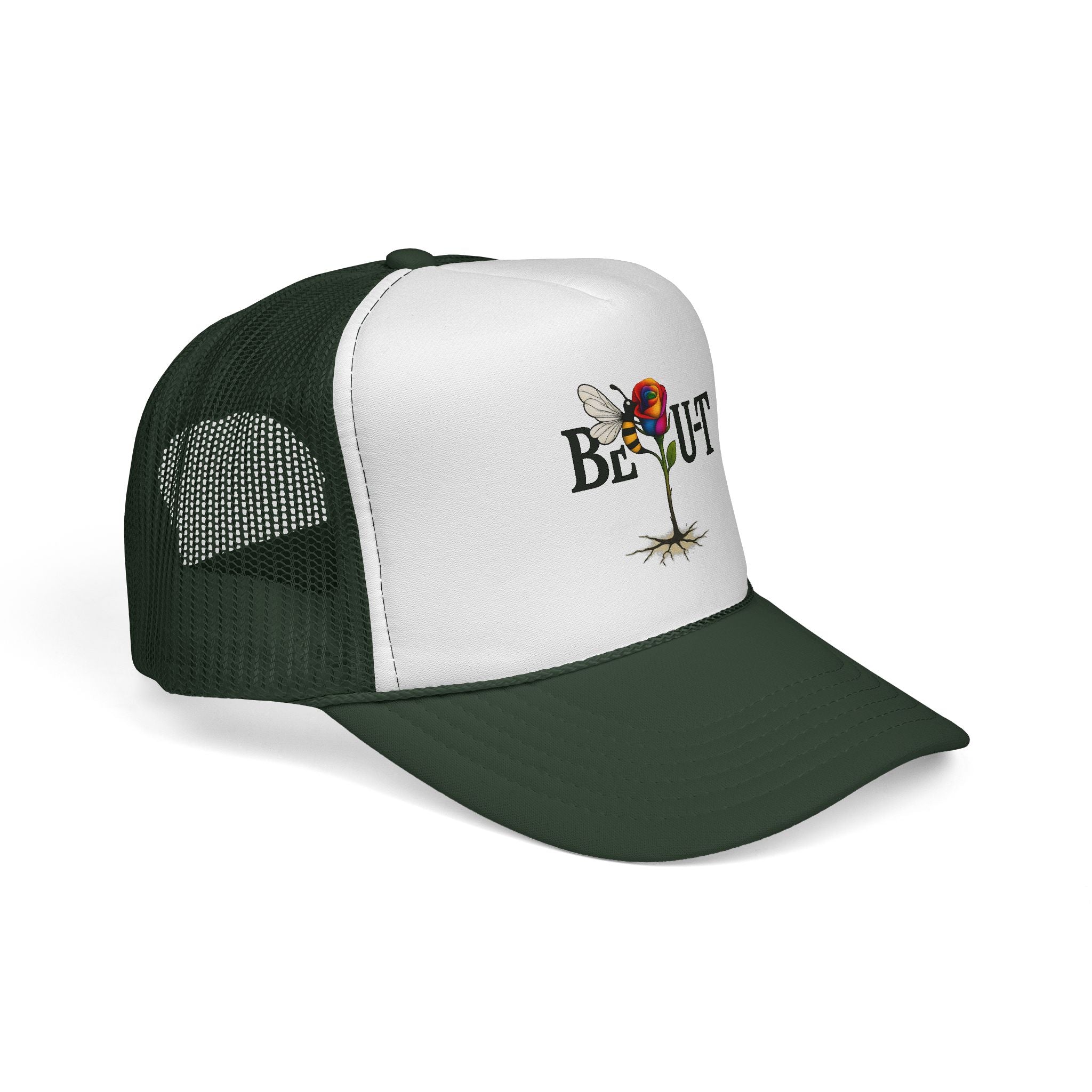 Trucker Hat — 'Be Out' Butterfly Rose Graphic Cap