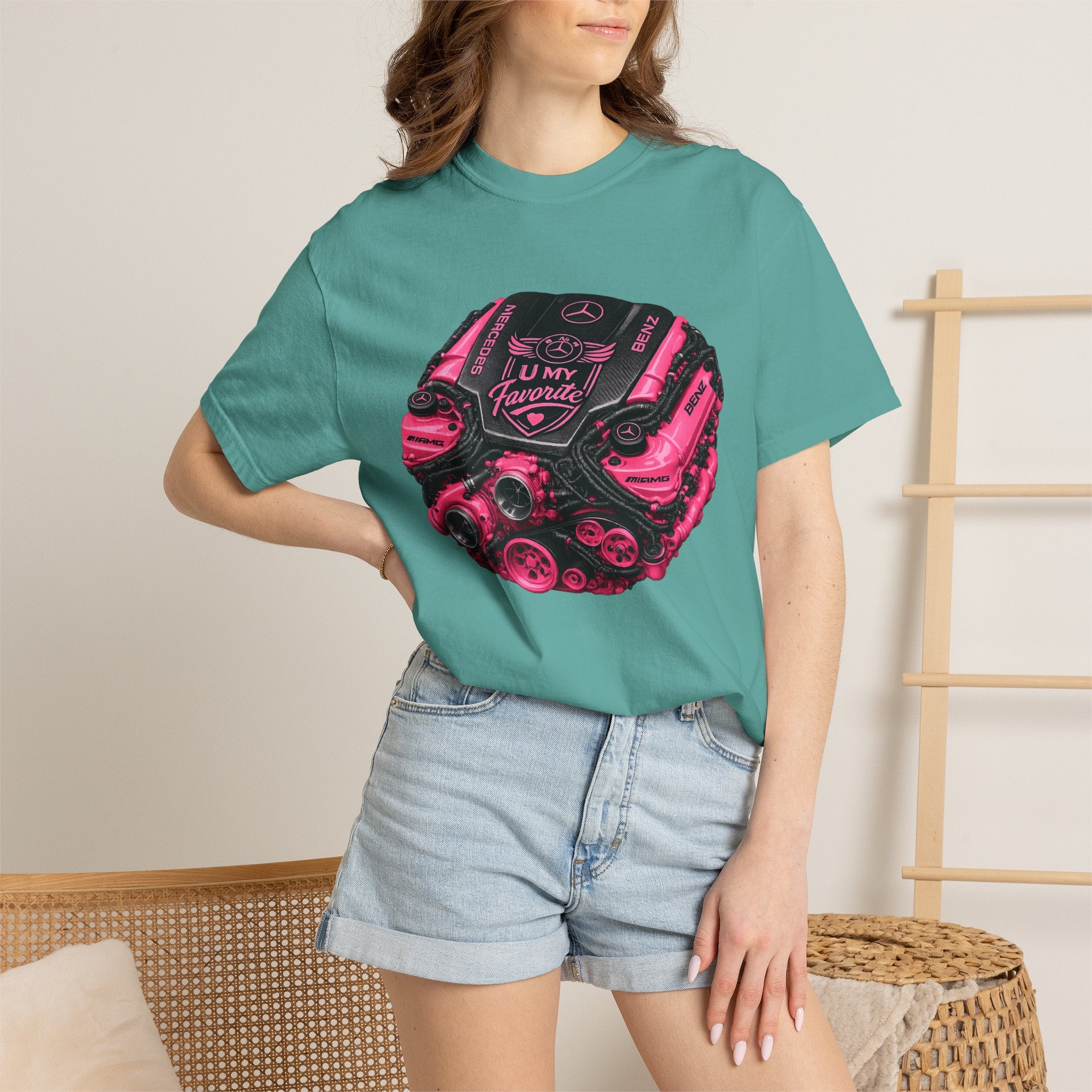 Car Engine Heart Tee — I Love Engines Graphic T-Shirt