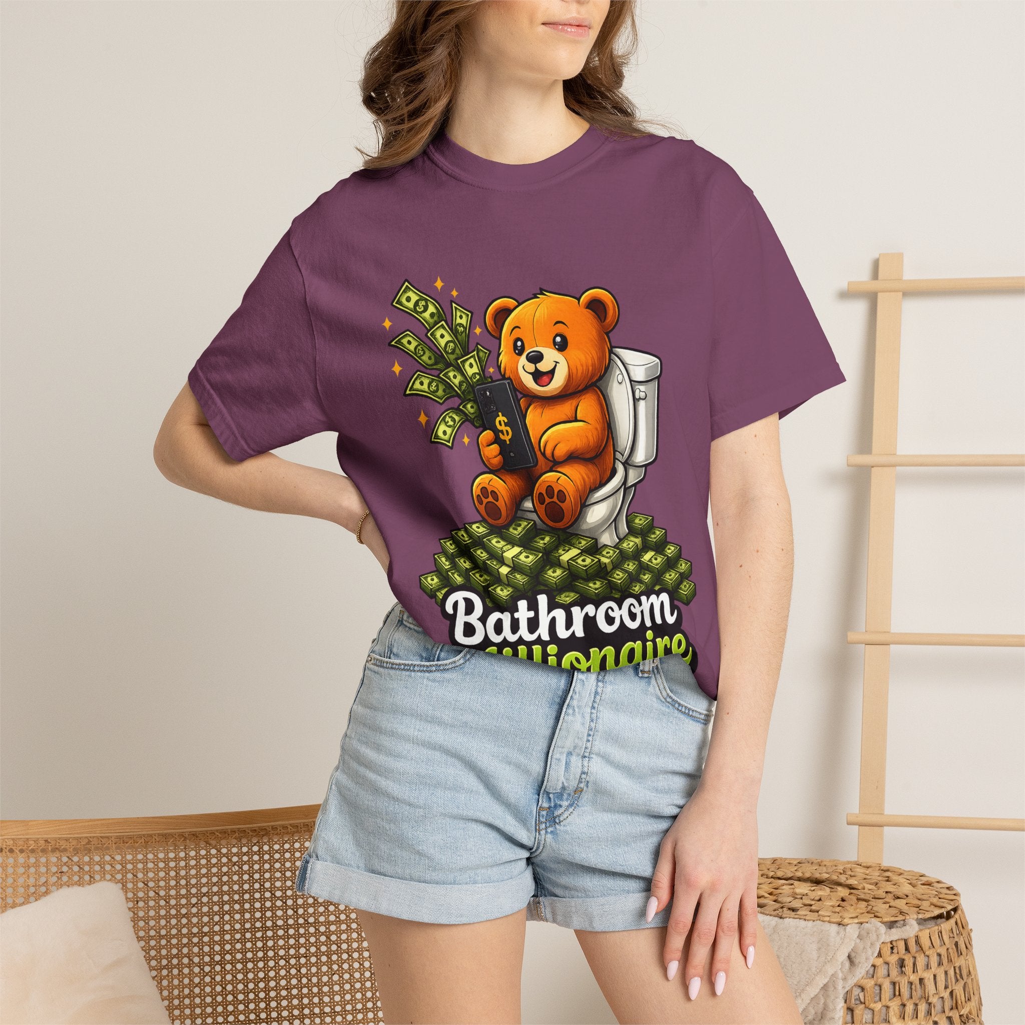 Bathroom Millionaire T-Shirt — Cute Bear on Toilet Graphic Tee